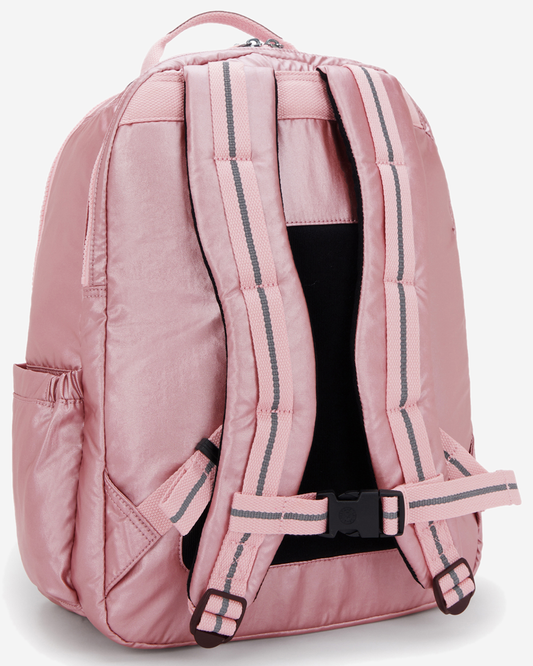 Kipling Seoul College Extra Bronze Pink Met Large Backpack with Laptop Compartment I3514-3MD
