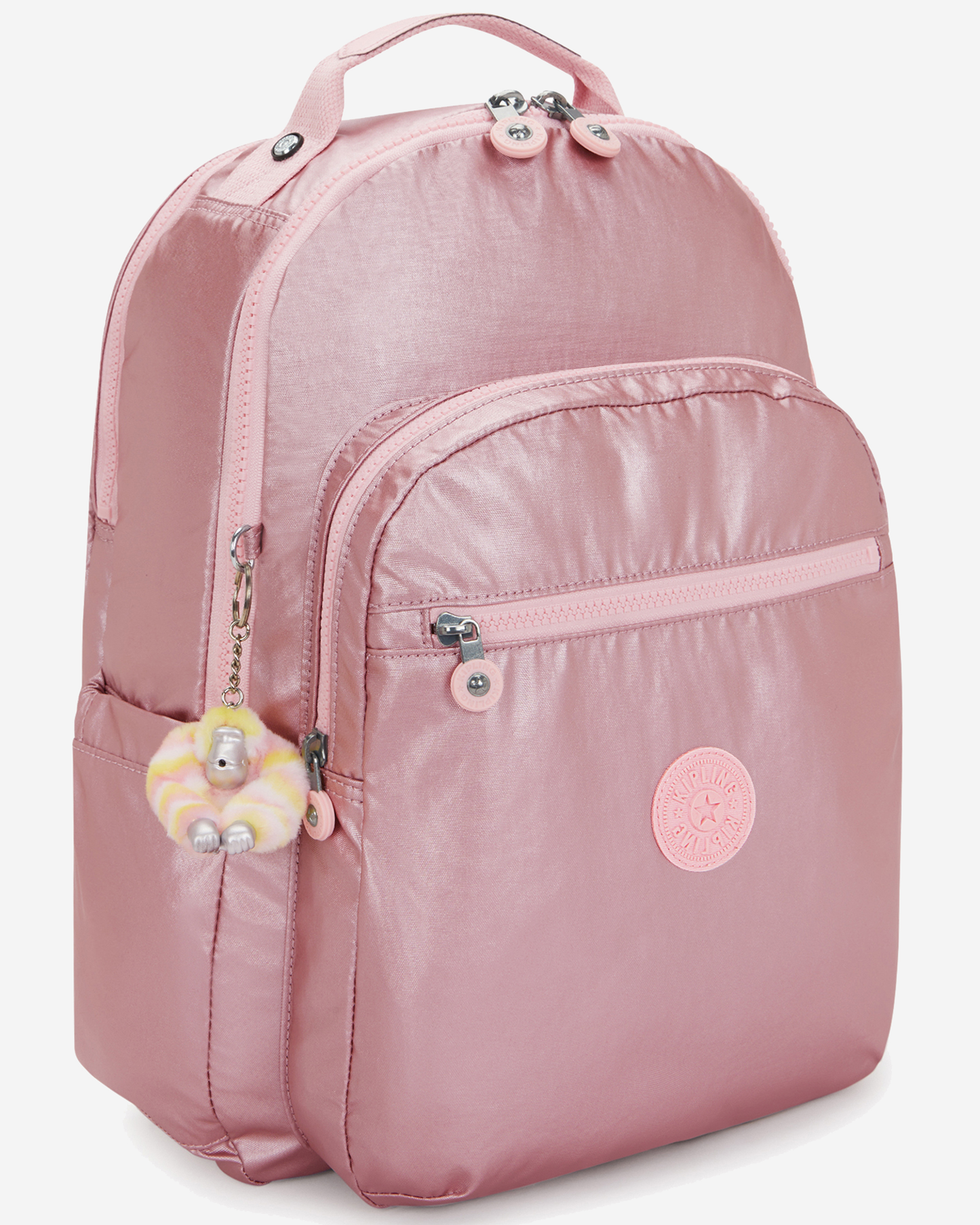 Kipling Seoul Lap Bronze Pink Met Large Backpack with Laptop Compartment I7135-3MD