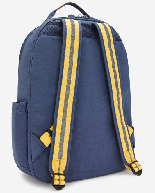 Kipling Seoul Lap Window Dungaree Blue Large Backpack with Laptop Compartment I8345-6MI