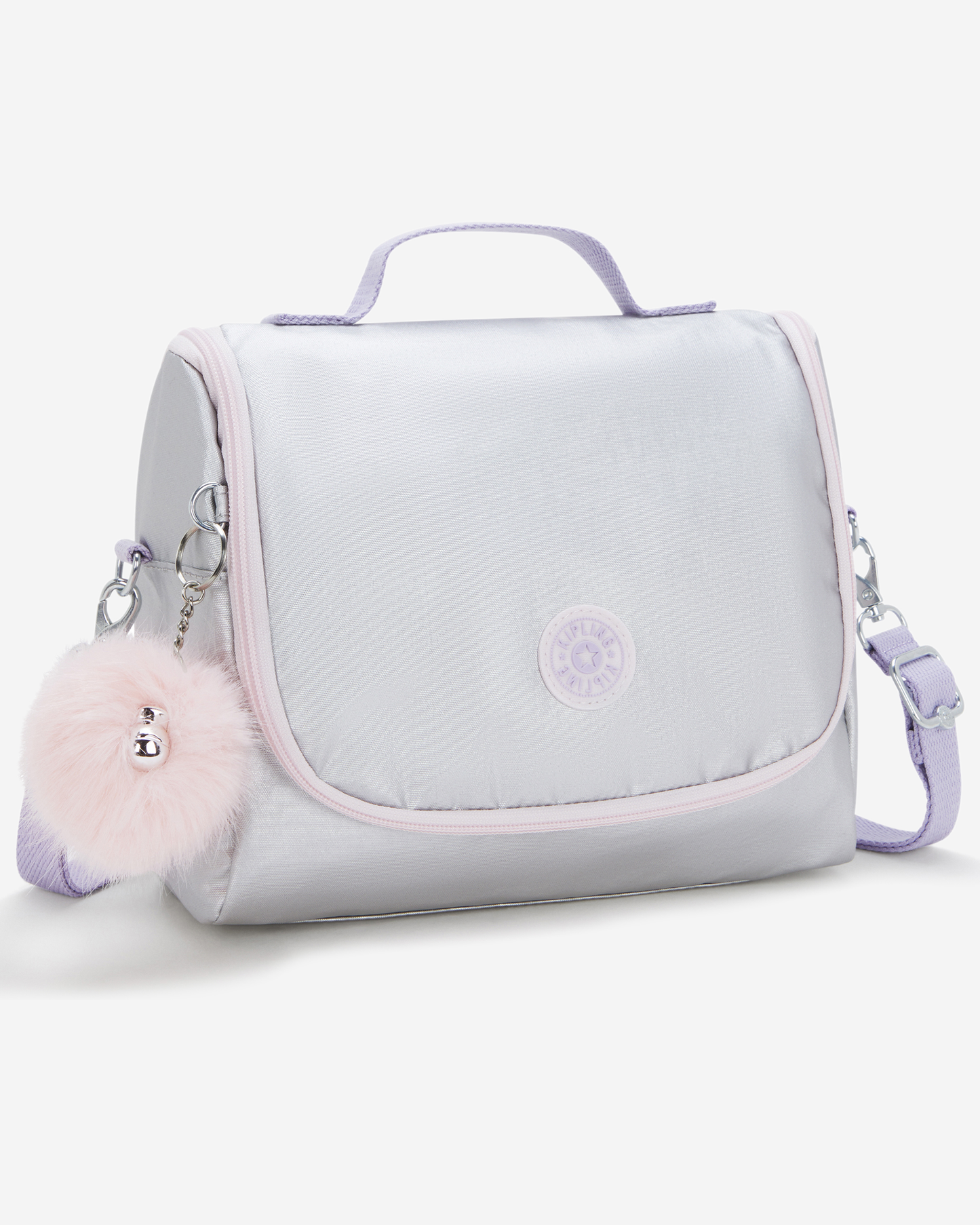 Kipling New Kichirou Silver Glow Met Large LunchBag with Trolley Sleeve I5356-54M