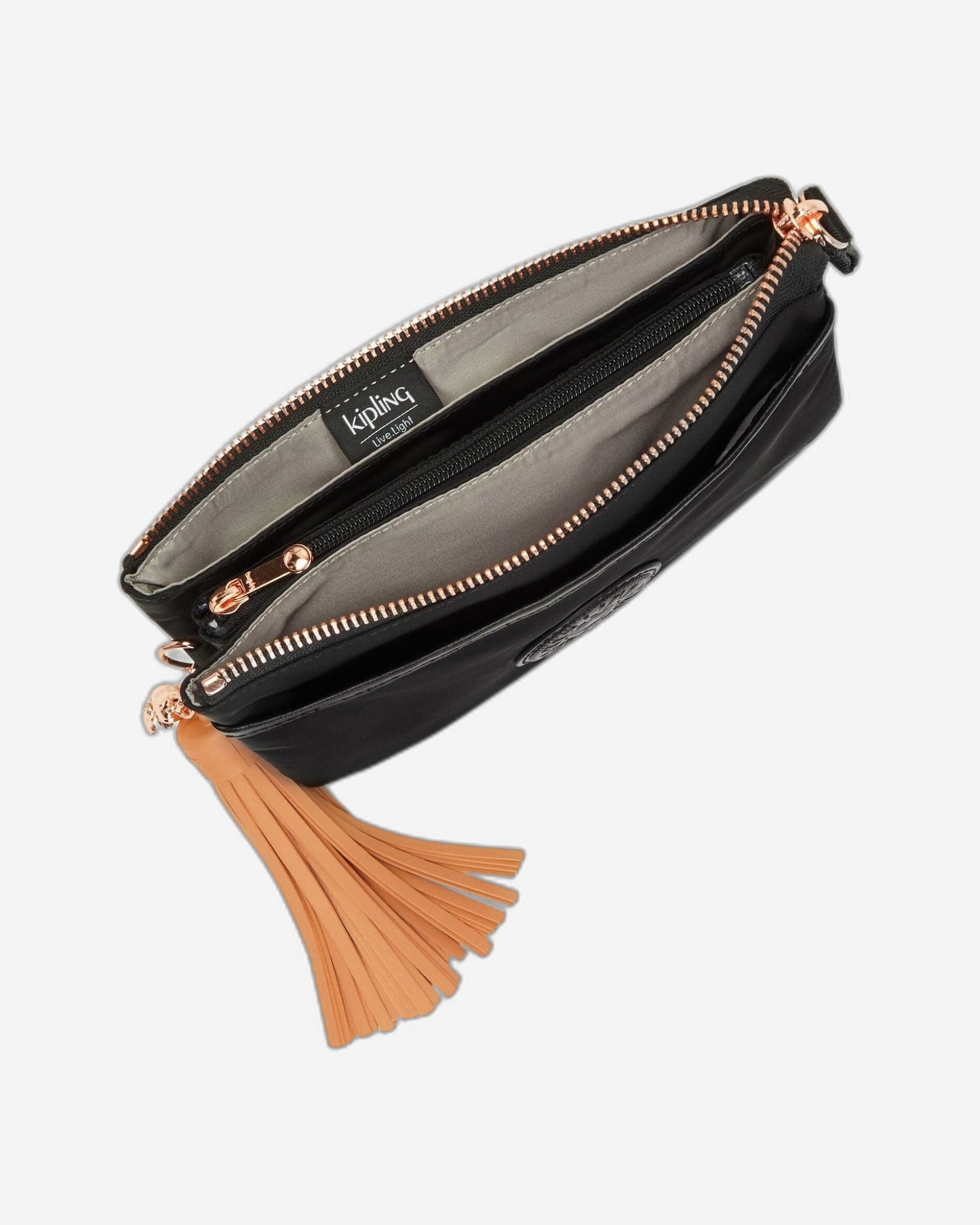 Kipling Riri Rose Black Large Pouch with Crossbody Strap C2I3726-53H