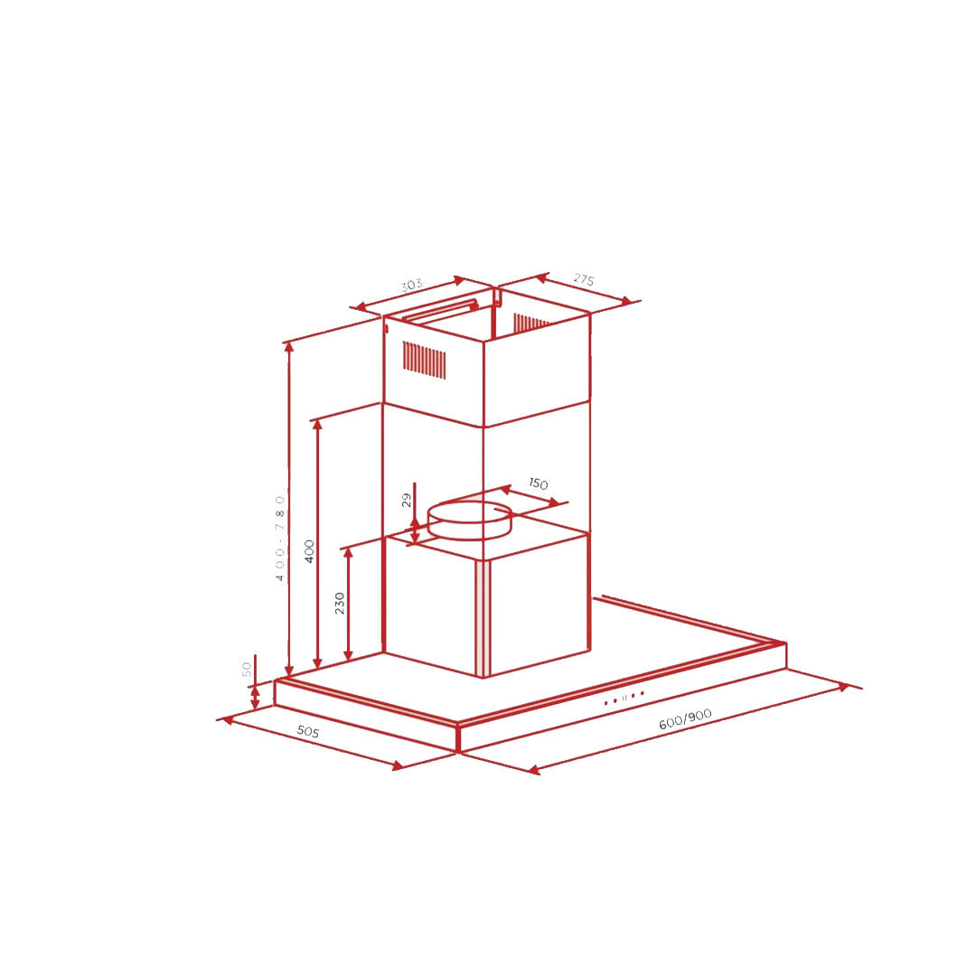 Hoover Built-In T-Shape Hood 90cm