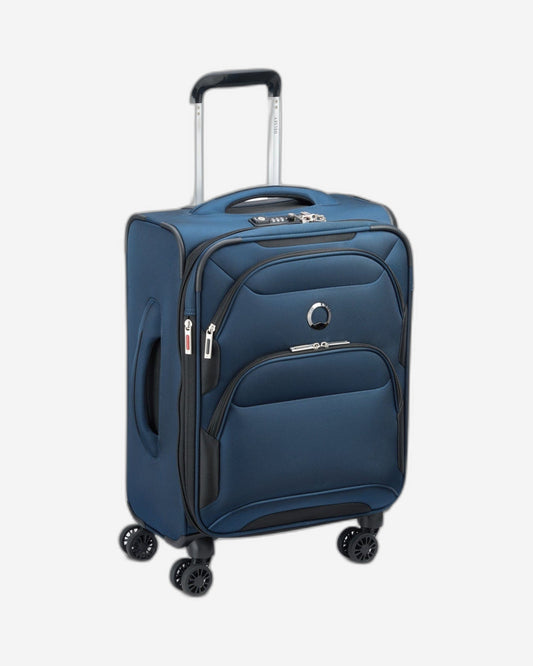 Delsey Paris Sky Max 2.0 55cm Softcase 4 Double Wheel Expandable Cabin Luggage Trolley Blue - 00328480102