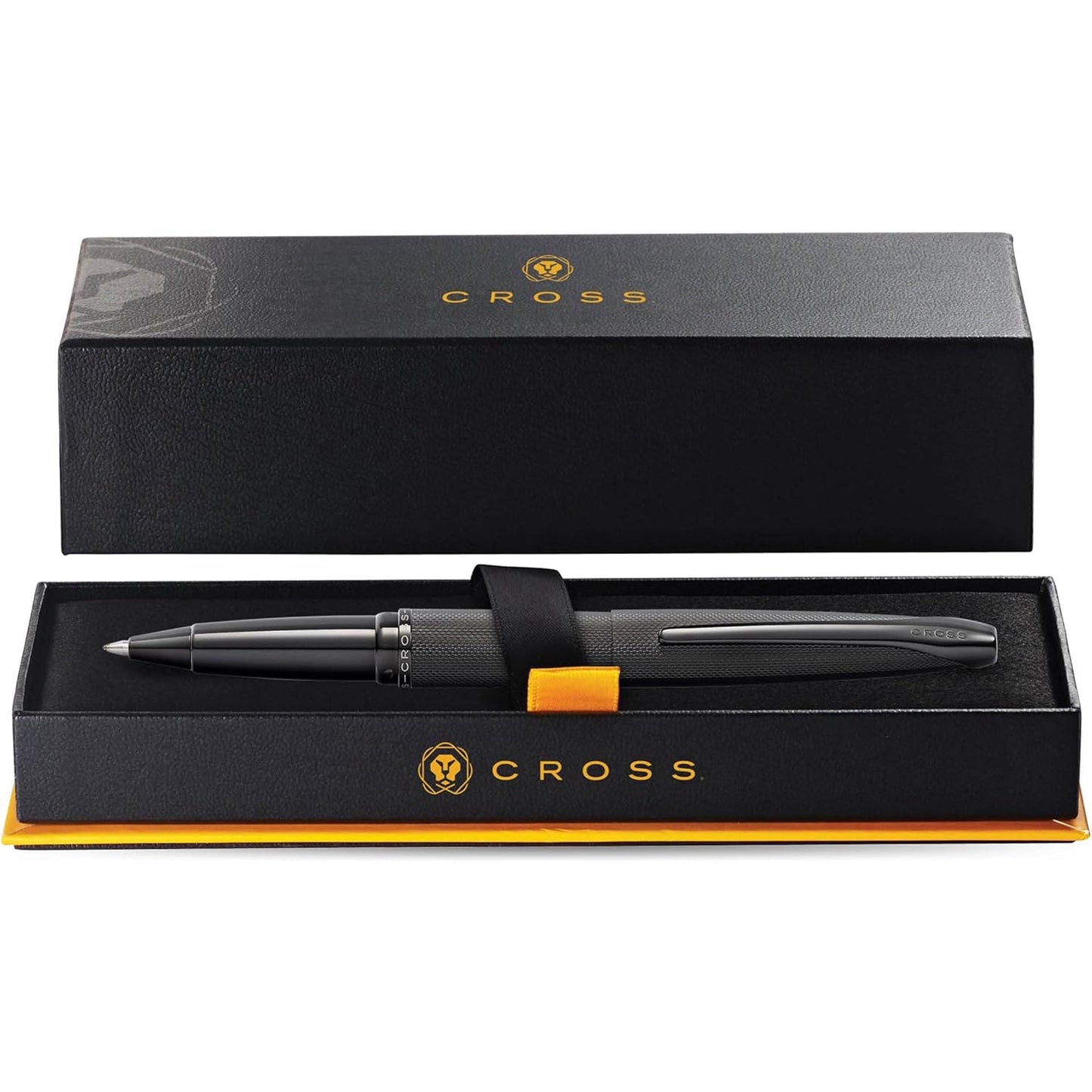 Cross Atx® Brushed Black With Machine-Turned, Diamond-Pattern Engraving With Polished Black Pvd Appointments Selectip® Rollerball Pen - 885-41
