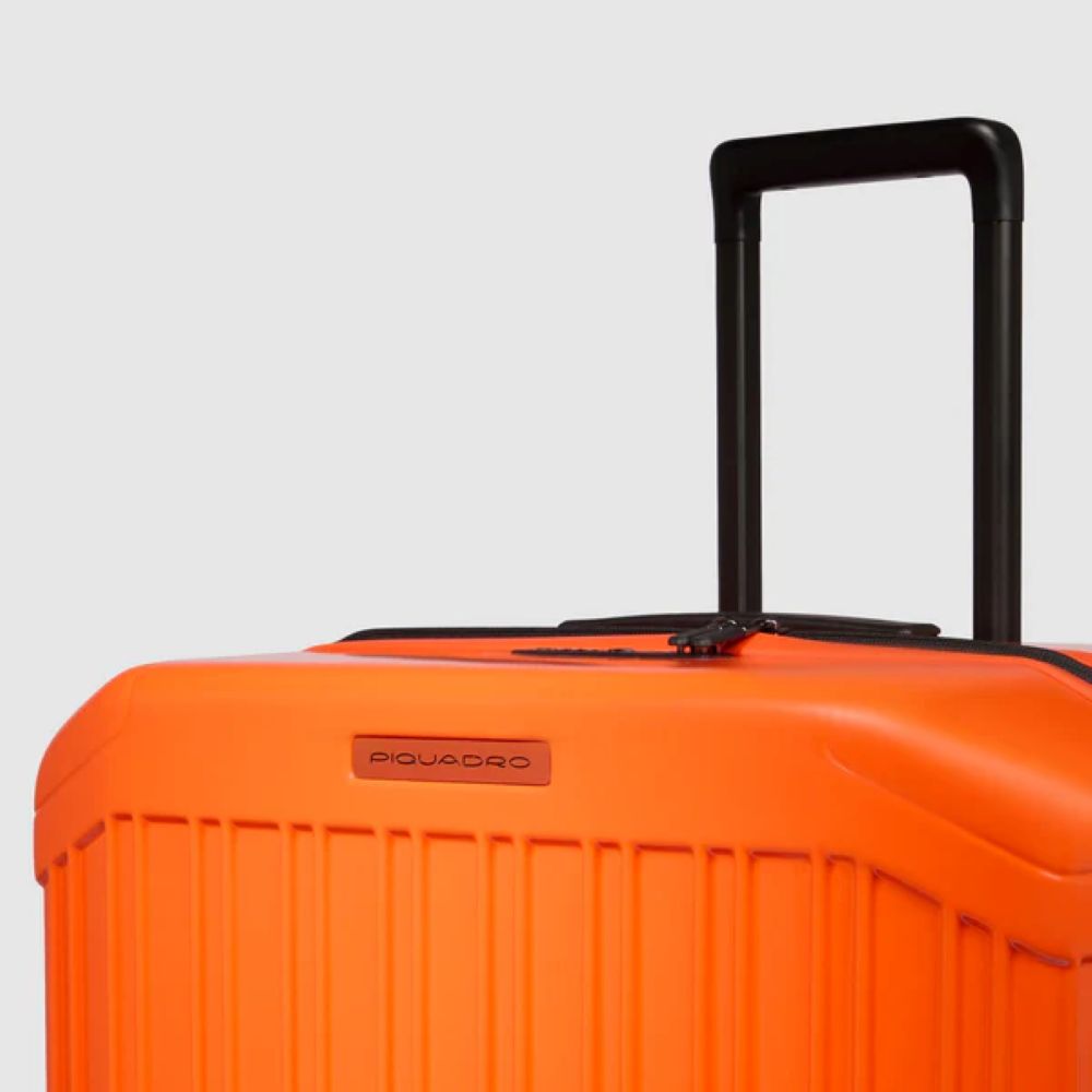 Piquadro Pq-Light Large Size Expandable Trolley With 4 Wheels In Polycarbonate Orange BV6394PQLS2/AR