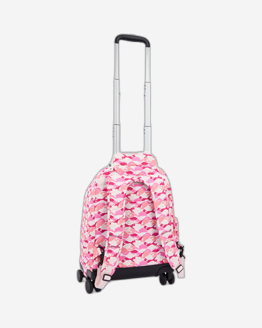 Kipling New Zea Pink Palm Large wheeled backpack with laptop compartment I4674-1BV