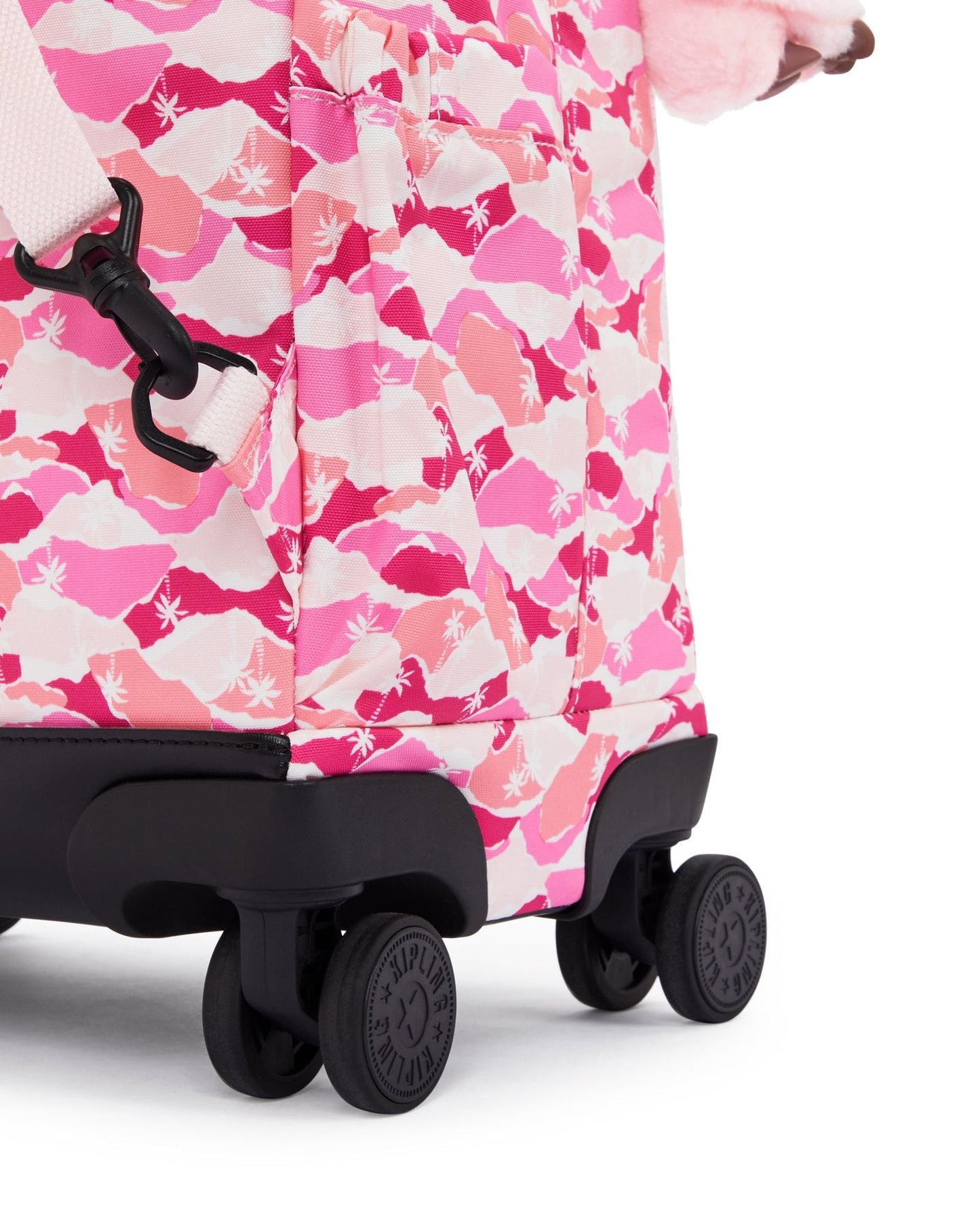 Kipling New Zea Pink Palm Large wheeled backpack with laptop compartment I4674-1BV