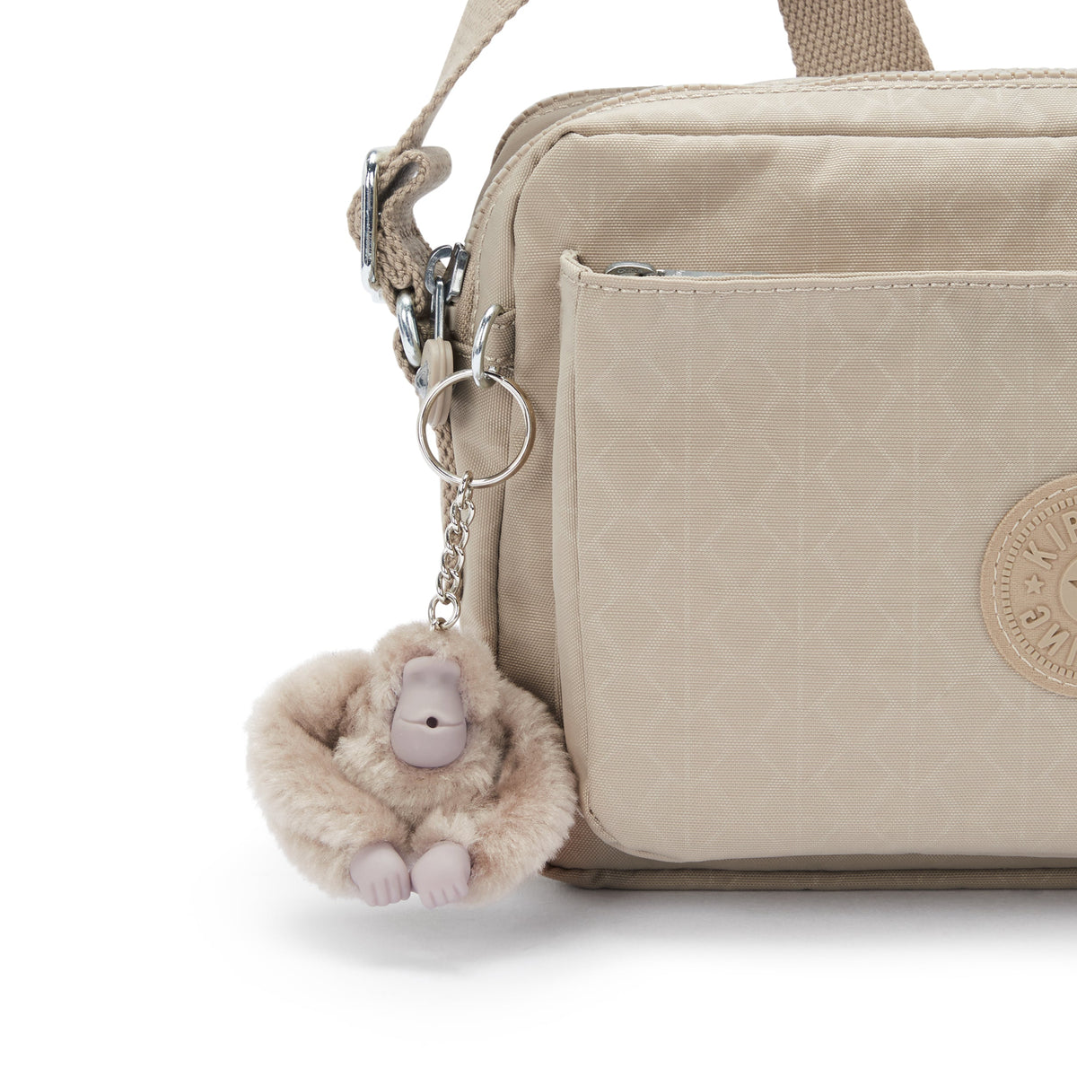 Kipling Abanu M Signature Beige Embossed Medium Crossbody Bag I6831-96A