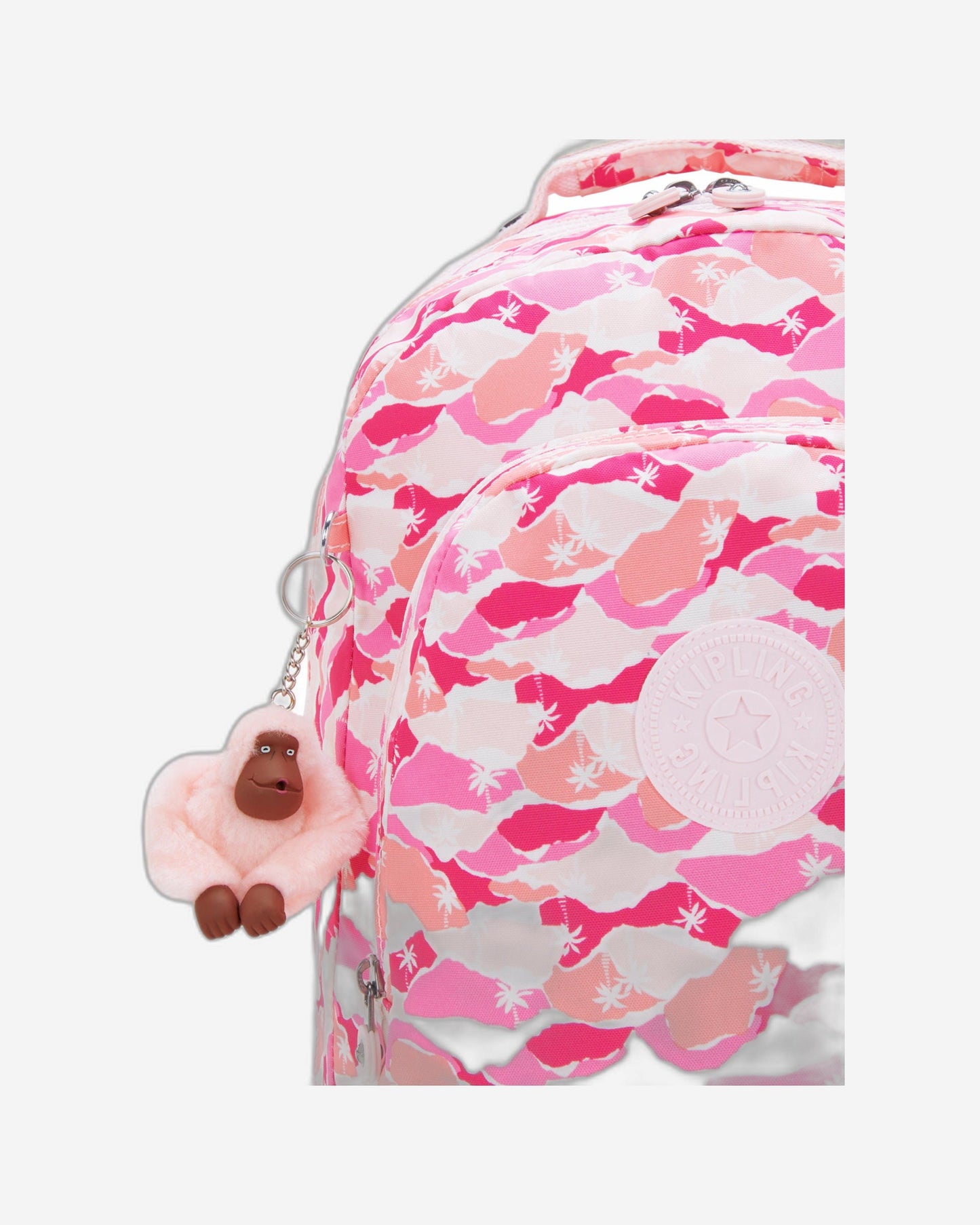 Kipling Class Room Pink Palm Large backpack with laptop compartment I7090-1BV