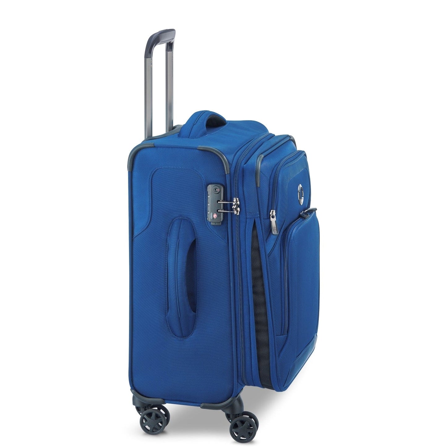 Delsey Paris Optimax Lite 55cm Softcase 4 Double Wheel Expandable Cabin Luggage Trolley Blue - 00328580102T9