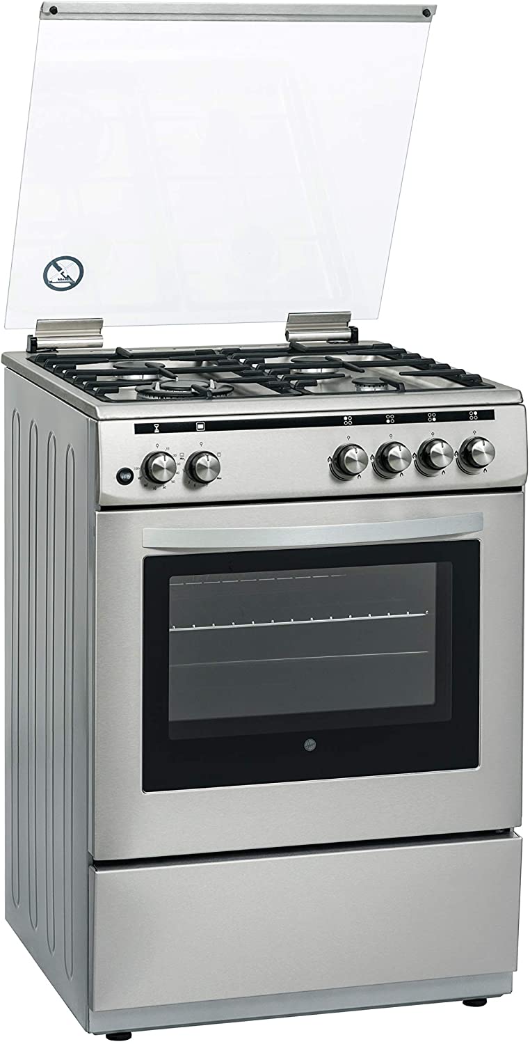 Hoover 60X60 Full Gas Cooker (3+1 Rapid Gas Burners), Steel - Fgc66.02S (Made In Turkey)