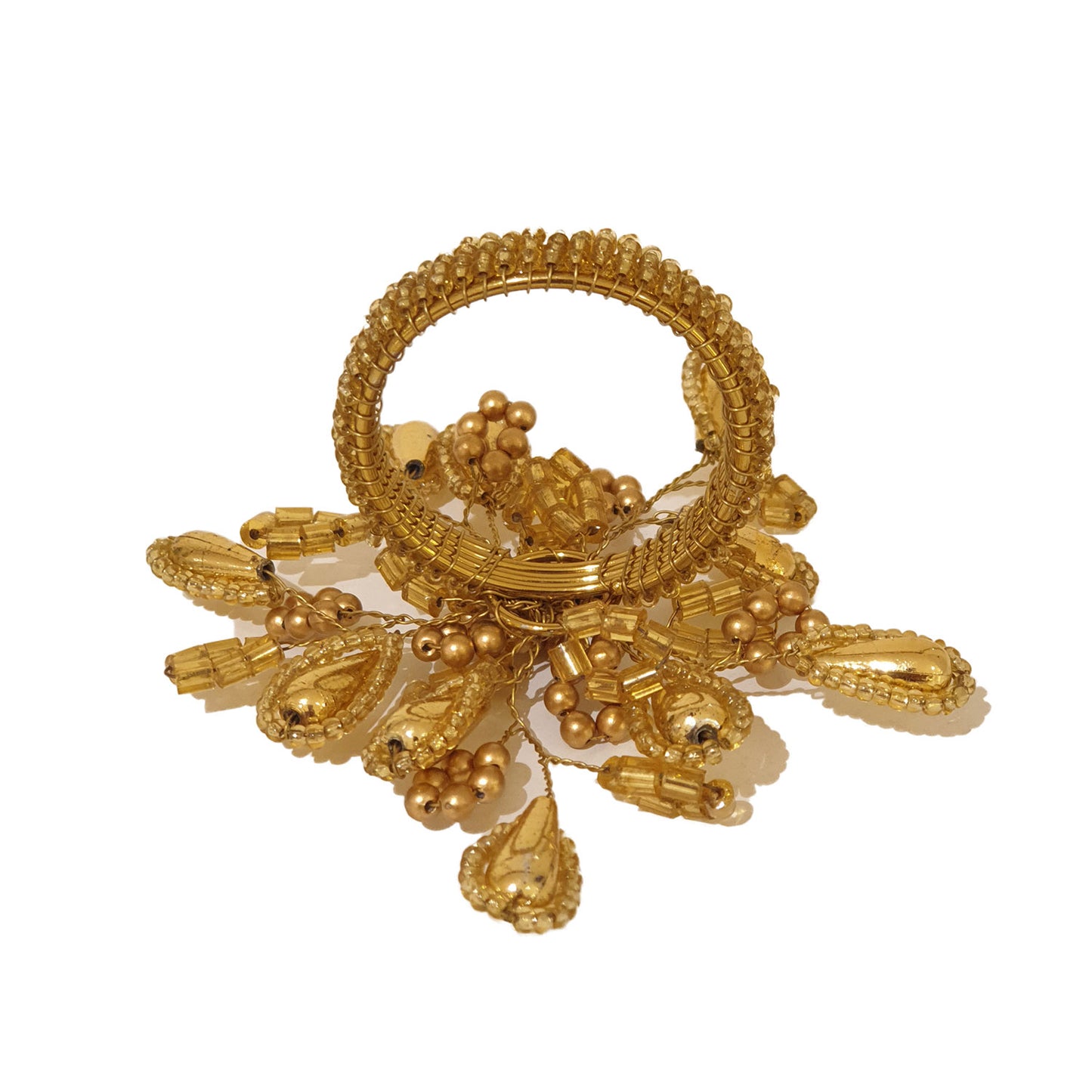 Beaded Floricane Napkin Ring Gold - Nnr17416A/Gold