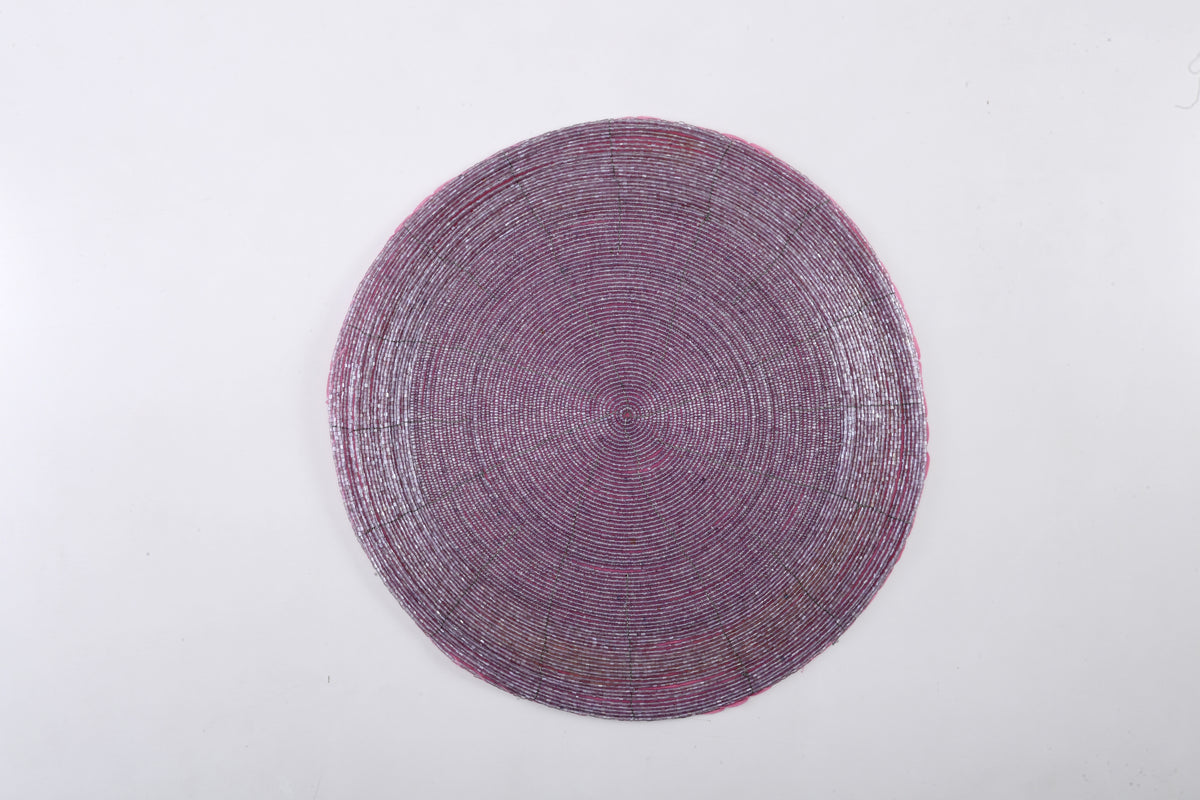 ARVD BEADED PLACEMAT GLASS LT PURPLE 14X14