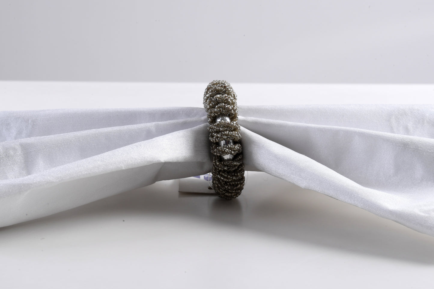 Arvd Beaded Napkin Ring Silver 2.25X2.25X1