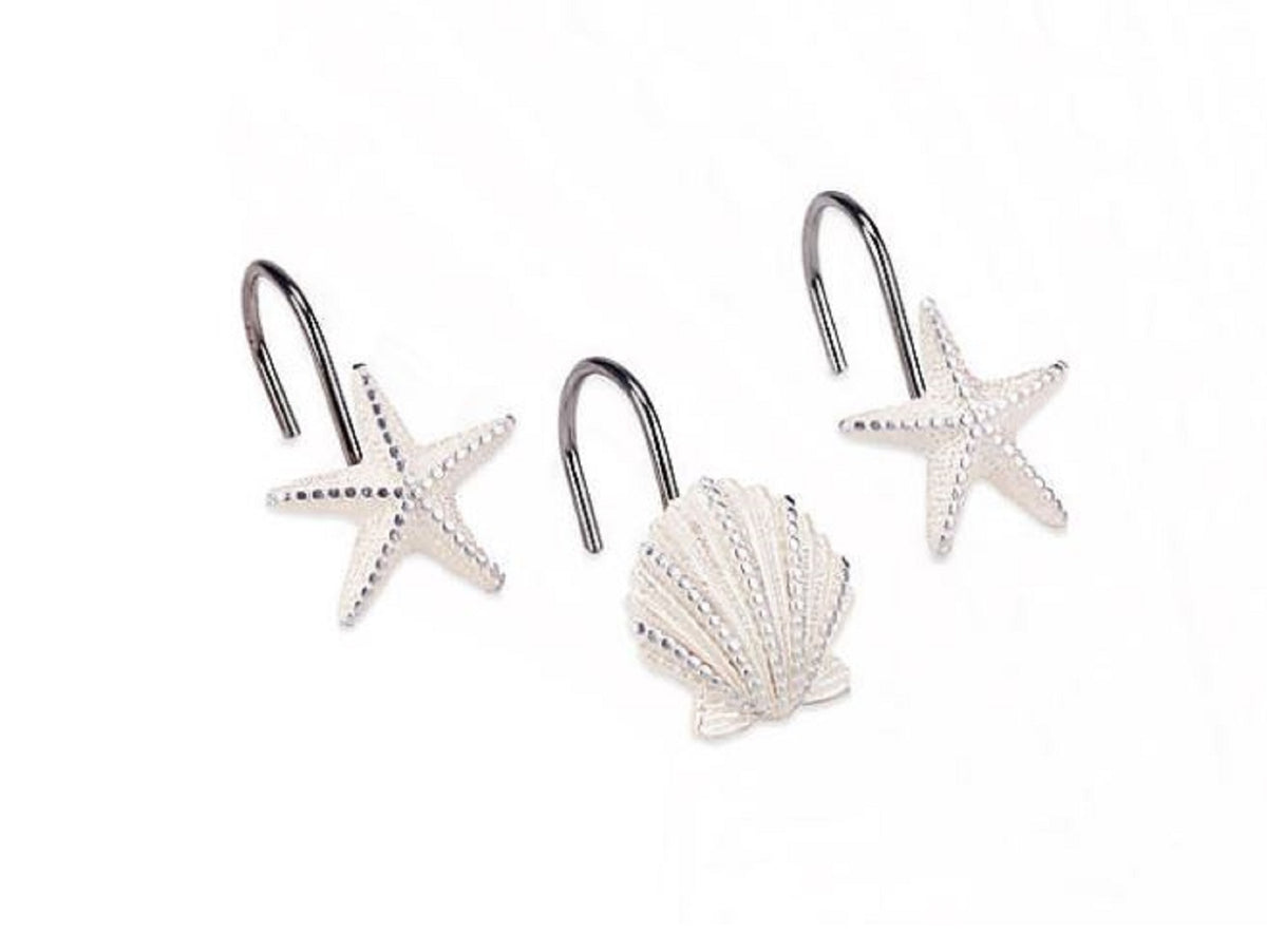 AVANTI SEQUIN SHELL SHOWER CURTAIN HOOKS MINERAL