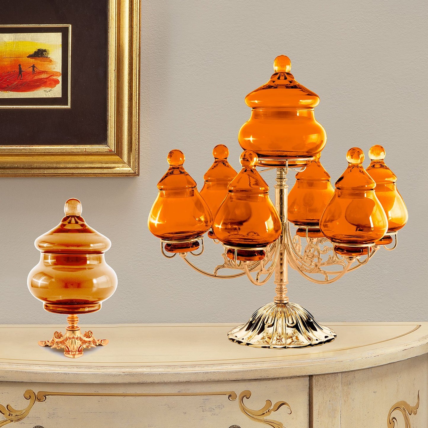 Roma Centerpiece 7 Boxes Glass Amber - Dc6152/Or-Am
