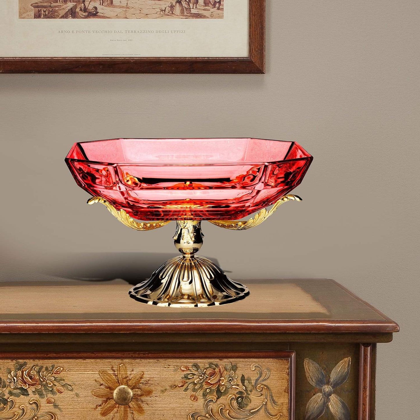 Debora Carlucci Roma Centerpiece Red Glass 35 X 35 X H20 Cm - Dc6153/Or-Rs