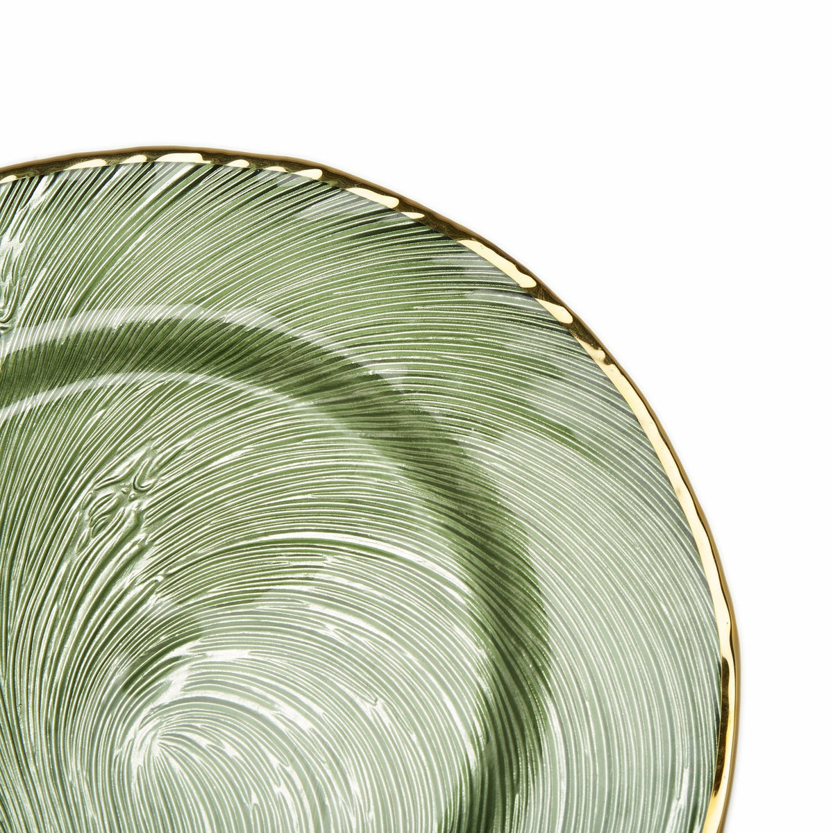 Glass Charger Plate 33Cm Greyish-Green Ptd Gold Rim - 1Q953-558G