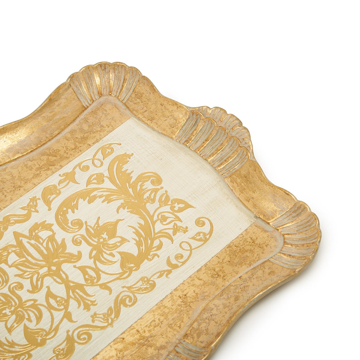 Sezzatini Spartaco Avorio Oro Large Carved Rectangle Tray 38 X 55Cm - Vl-238-5-3131