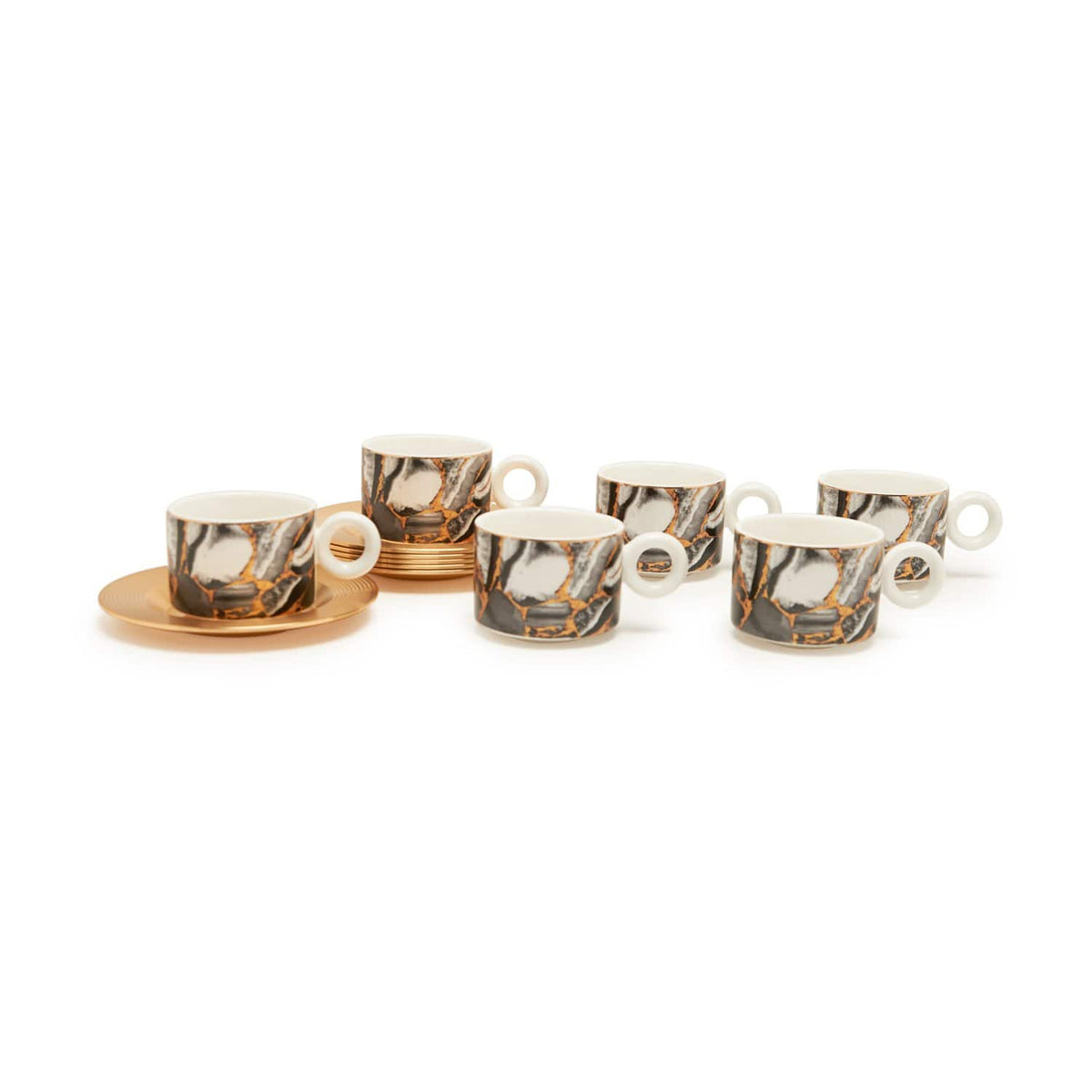 Amber Marlene Gold 12Pc Set Coffee Cup/Saucer - Am3489-90-S12-Mar