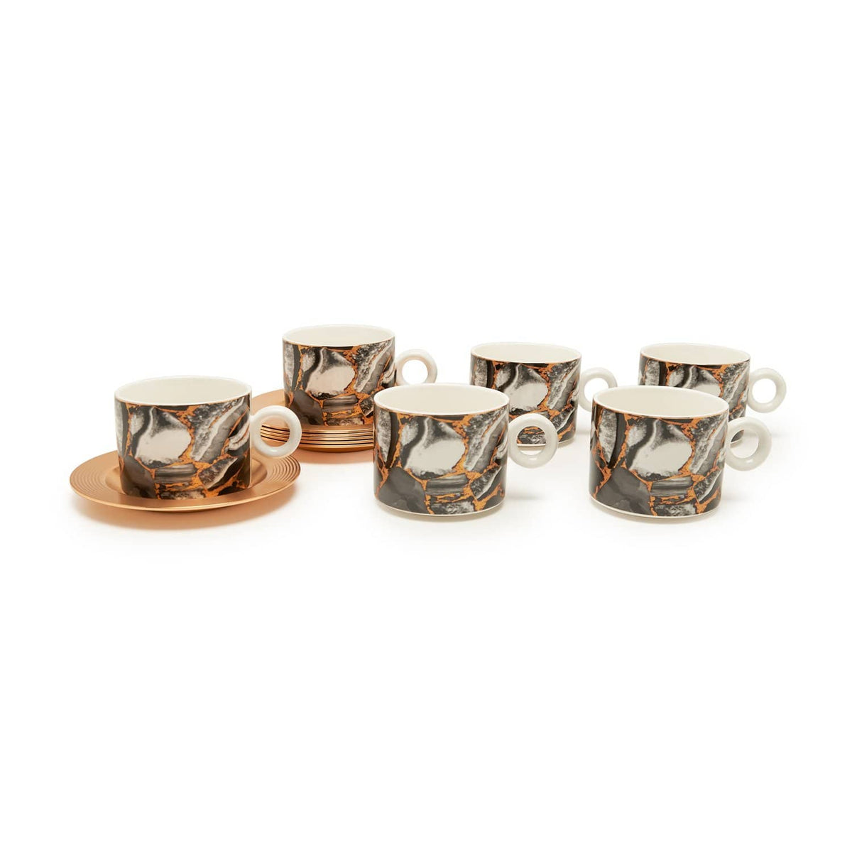 Amber Marlene Gold 12Pc Set Tea Cup/Saucer - Am3489-200-S12-Mar