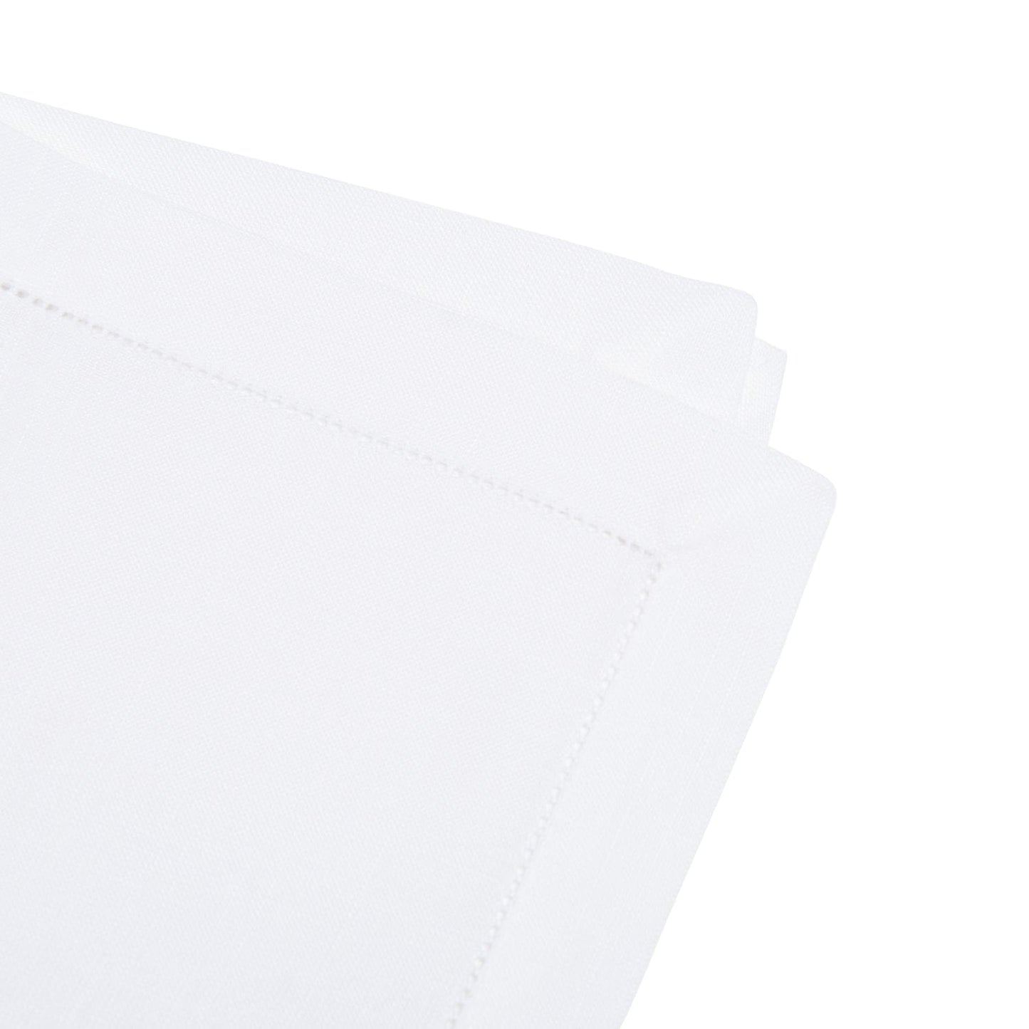 Paramount Poly Faux White Linen With Embroidery Hemstitch Napkin 4Pcs Set