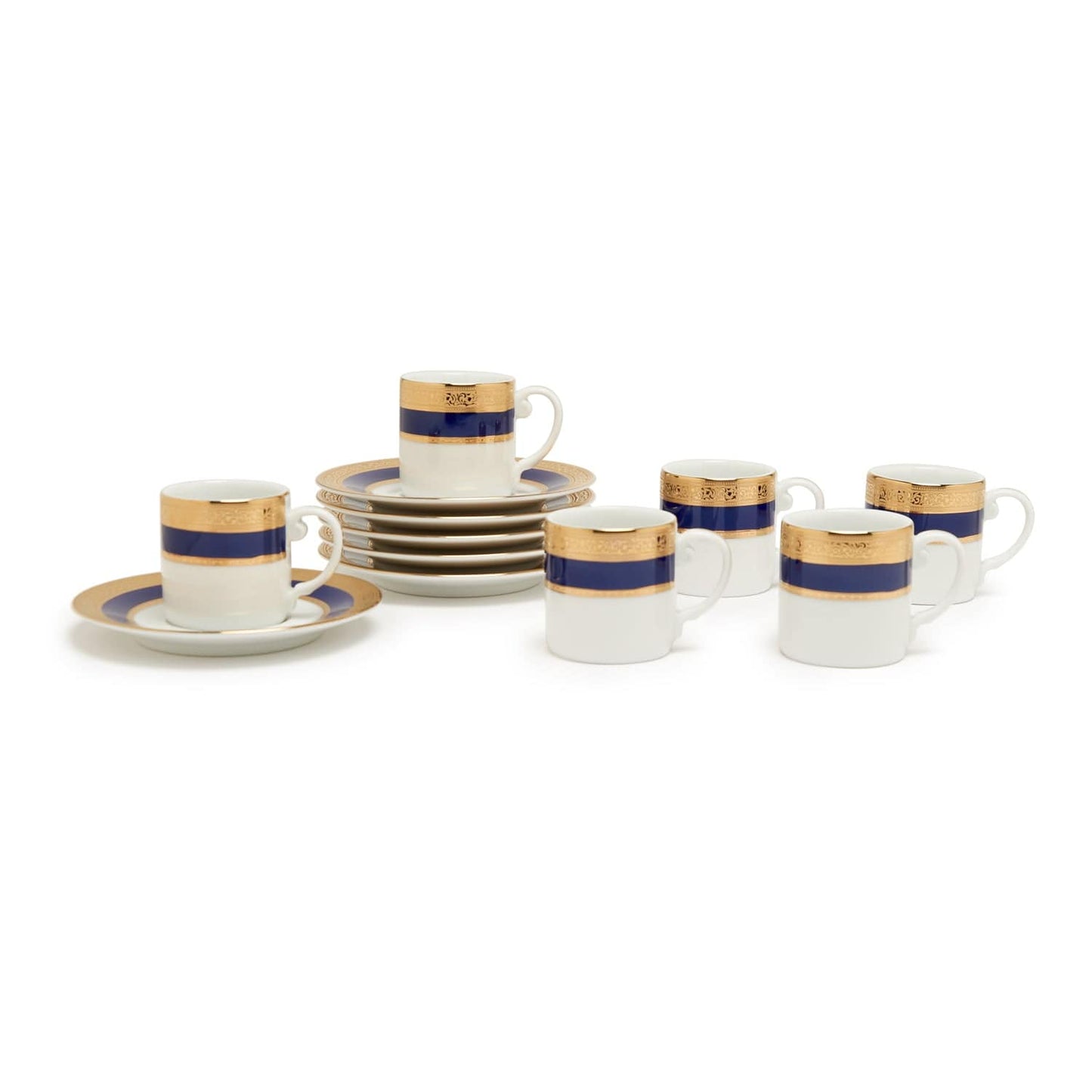 Dankotuwa Victorian Gold Cobalt 6Pc Espresso Coffee Cup And Saucer