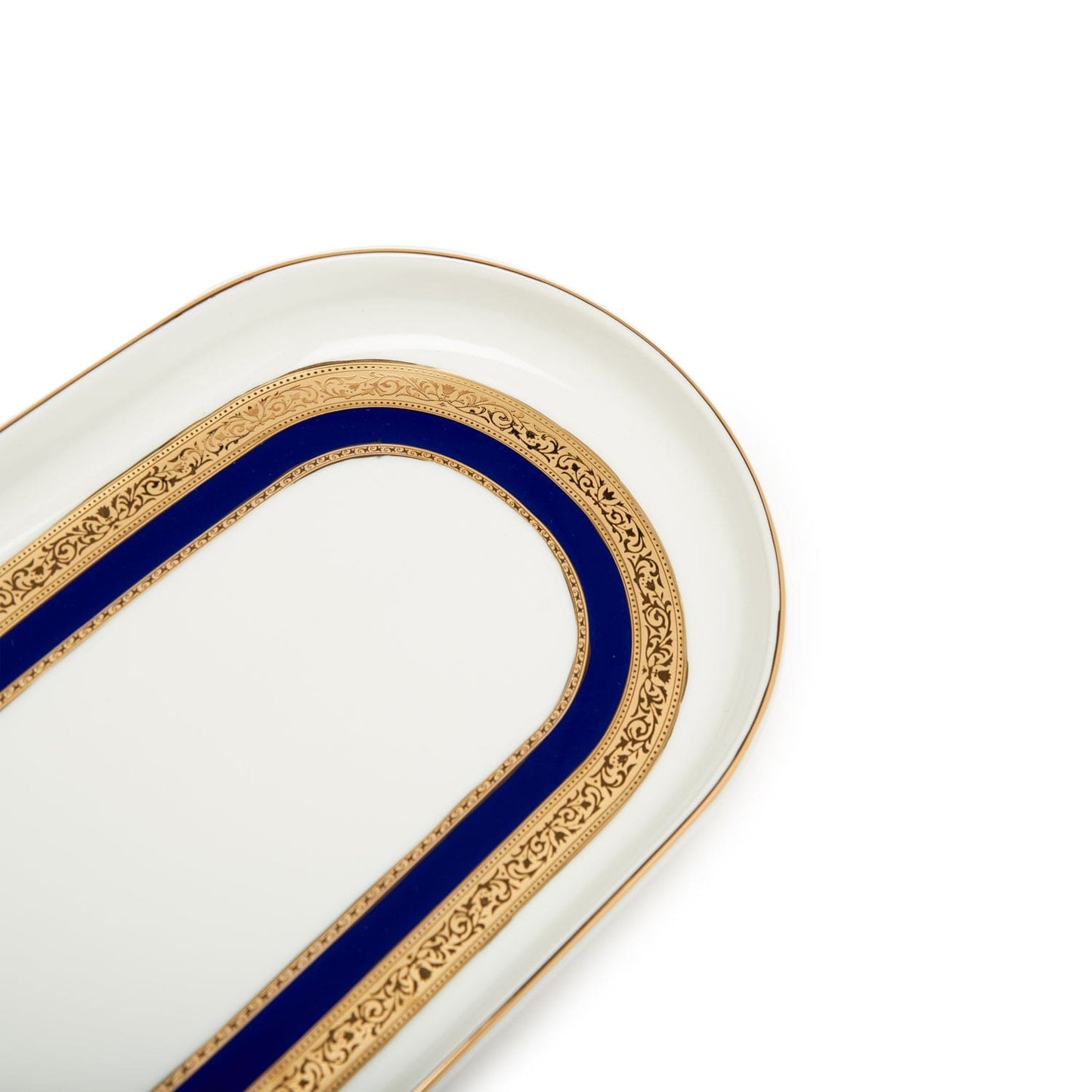 Dankotuwa Victorian Gold Cobalt 12In Oval Platter - Small
