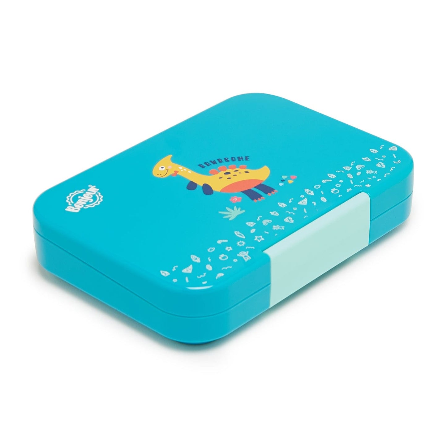 Bonjour Rectangular Mini Lunch Box 6/4 Compartment Green Dinosaur