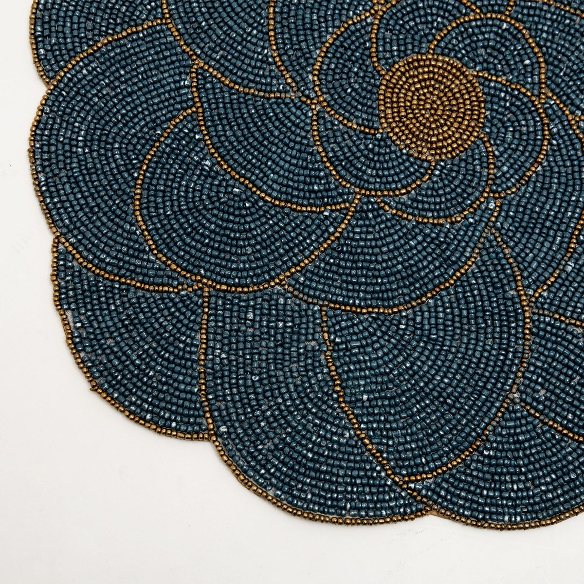Arvind Daisy Gls Beaded Placemat Teal Blu/Gld 36X36 - Pm172177