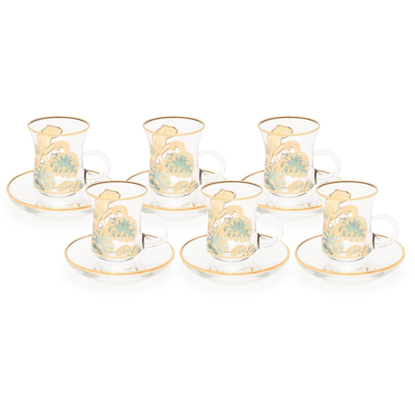 Combi Lesley Tea Cup And Saucer Set - Green And Gold - G748Z/35