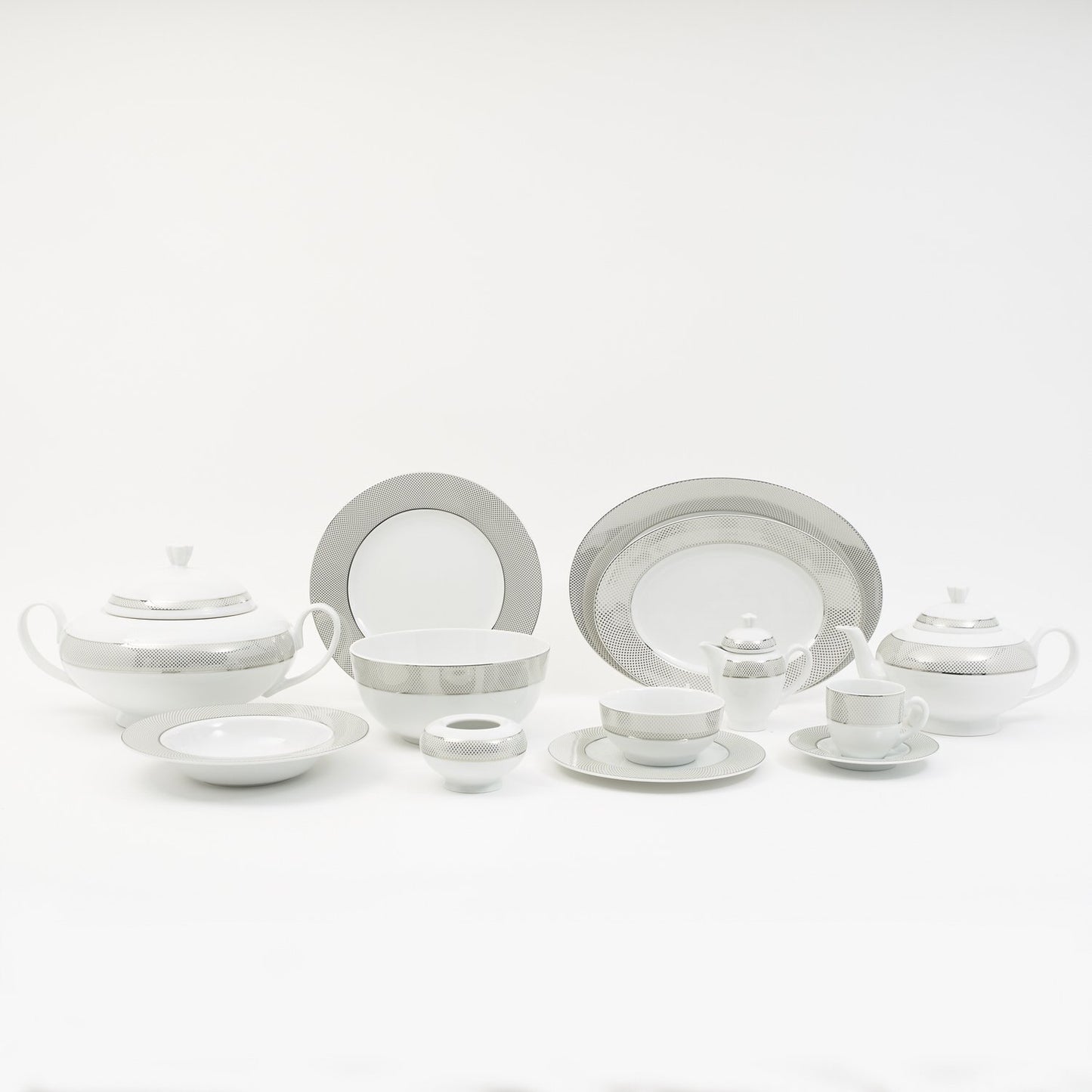 Gingham Platinum 83Pc Dinner Set - Ghmplt/83Ds
