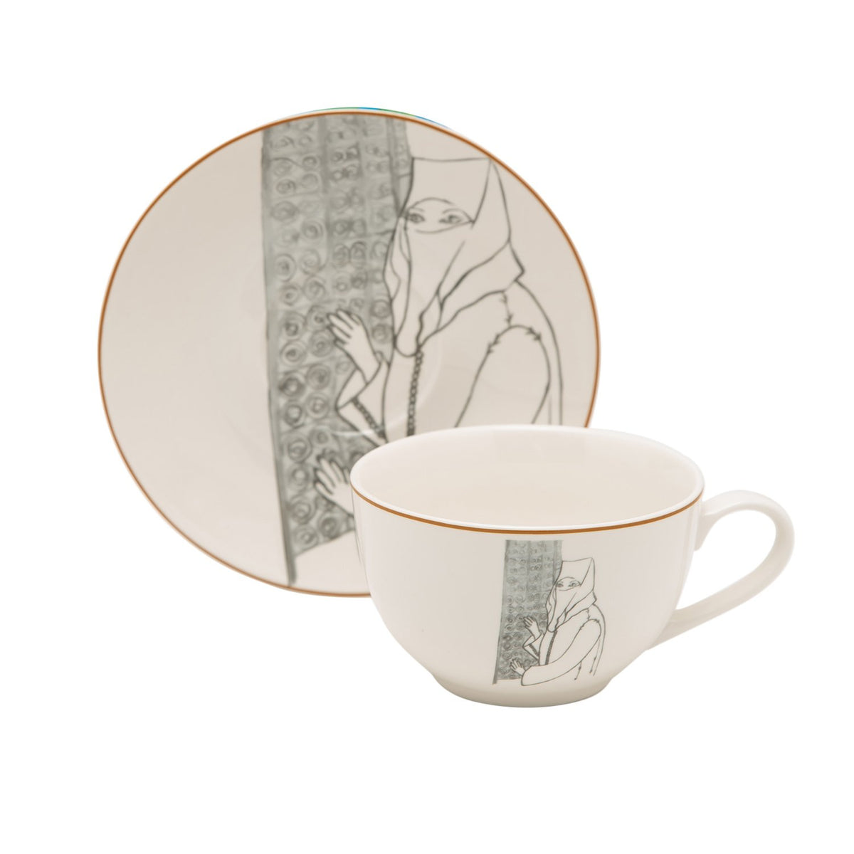 L'atelier FB Zaman Tea Cup and Saucer Set - 220 cc., 12 Pieces - TC 4712 013 - Jashanmal Home