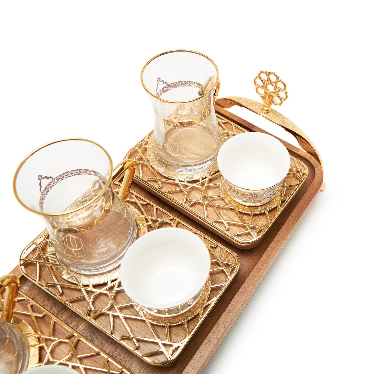 Otantik 19Pc Turkish Tea Set With Cawa Cup & Tray - Qc1047-1W - Qc1047-1W