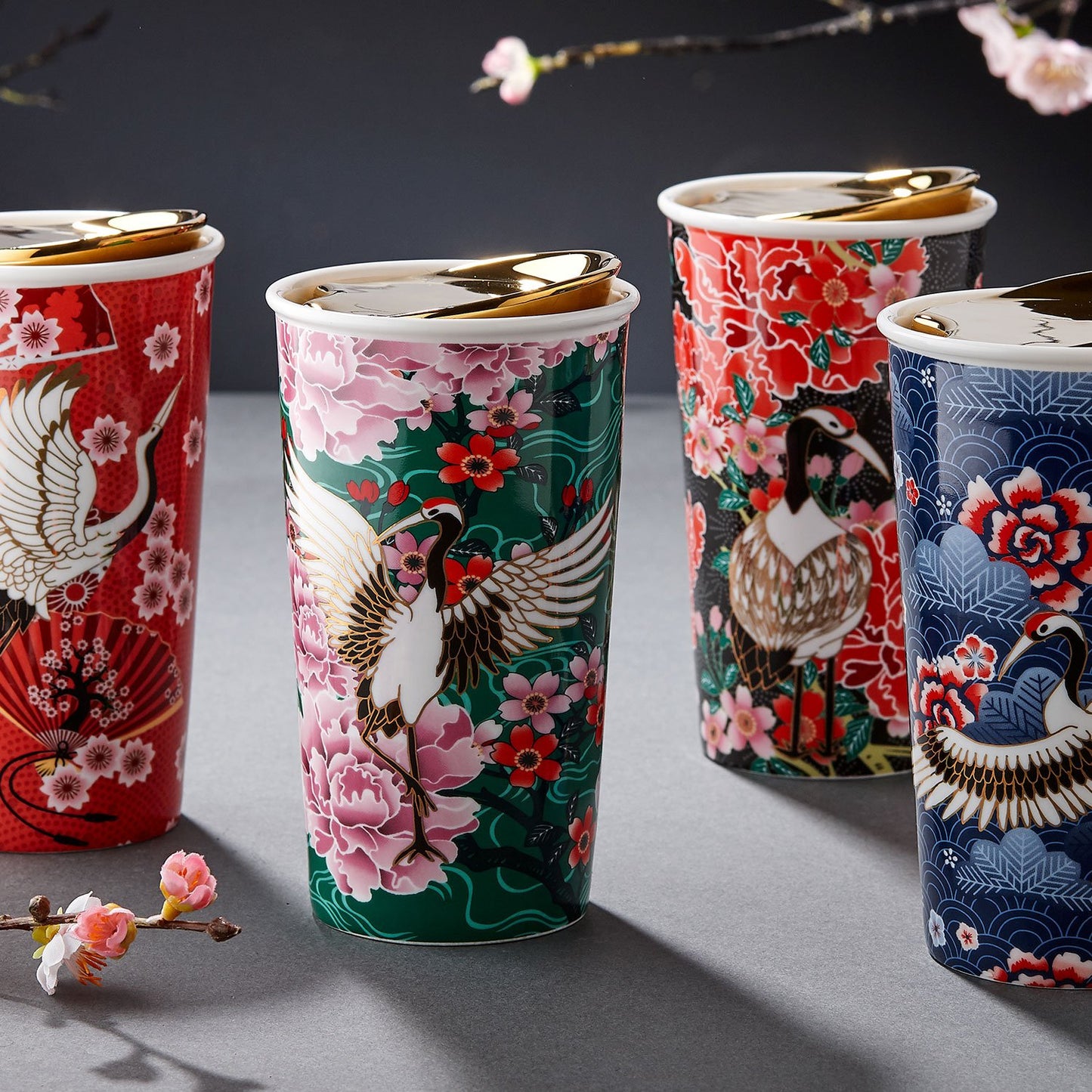 Ashdene Osaka Black Cranes Travel Mug - 519055