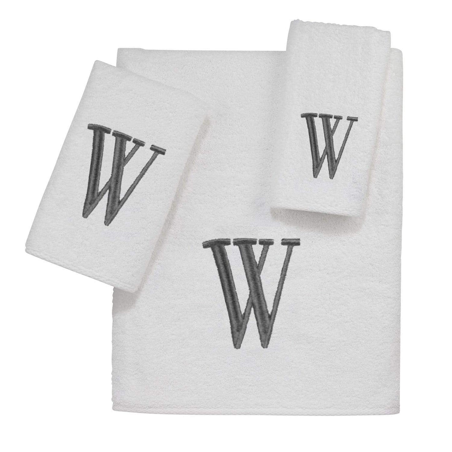 AVANTI MONOGRAM BLOCK LETTER W - WHITE AND SILVER - 022574W