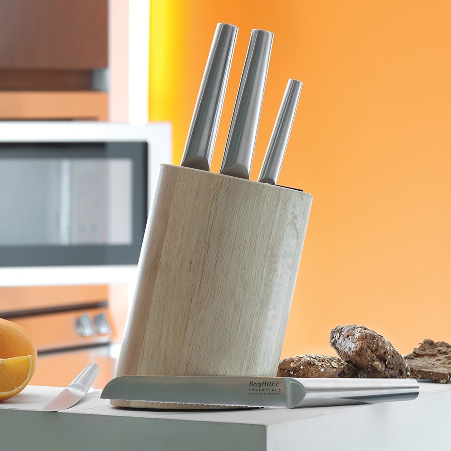 Berghoff Essentials 6 Piece Knife Block - Beige And Silver - 1306210