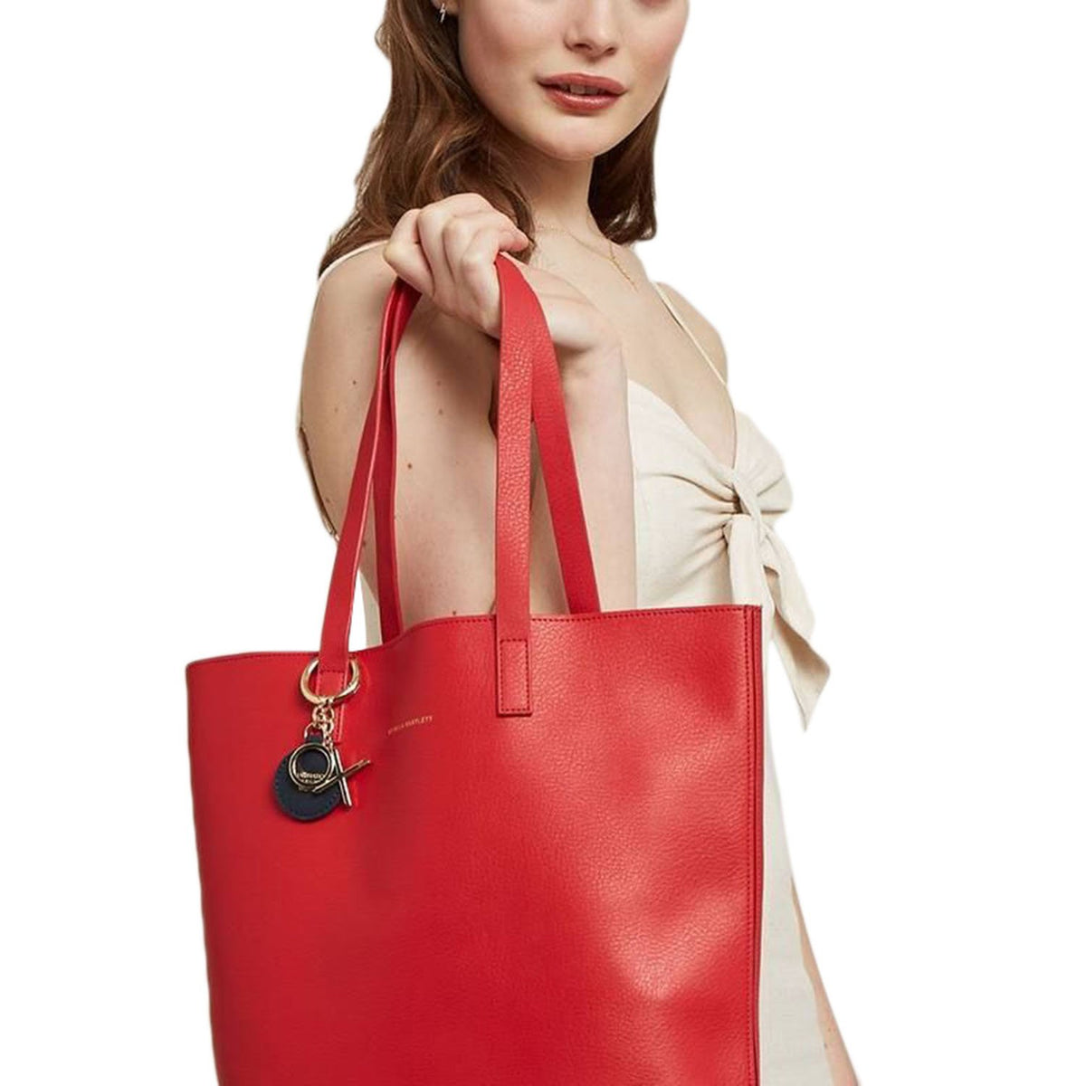 Estella Bartlett Hopton Tall Shopper Bag - Red With Navy Bagtag And Gold Xo Charm - Ebp3515