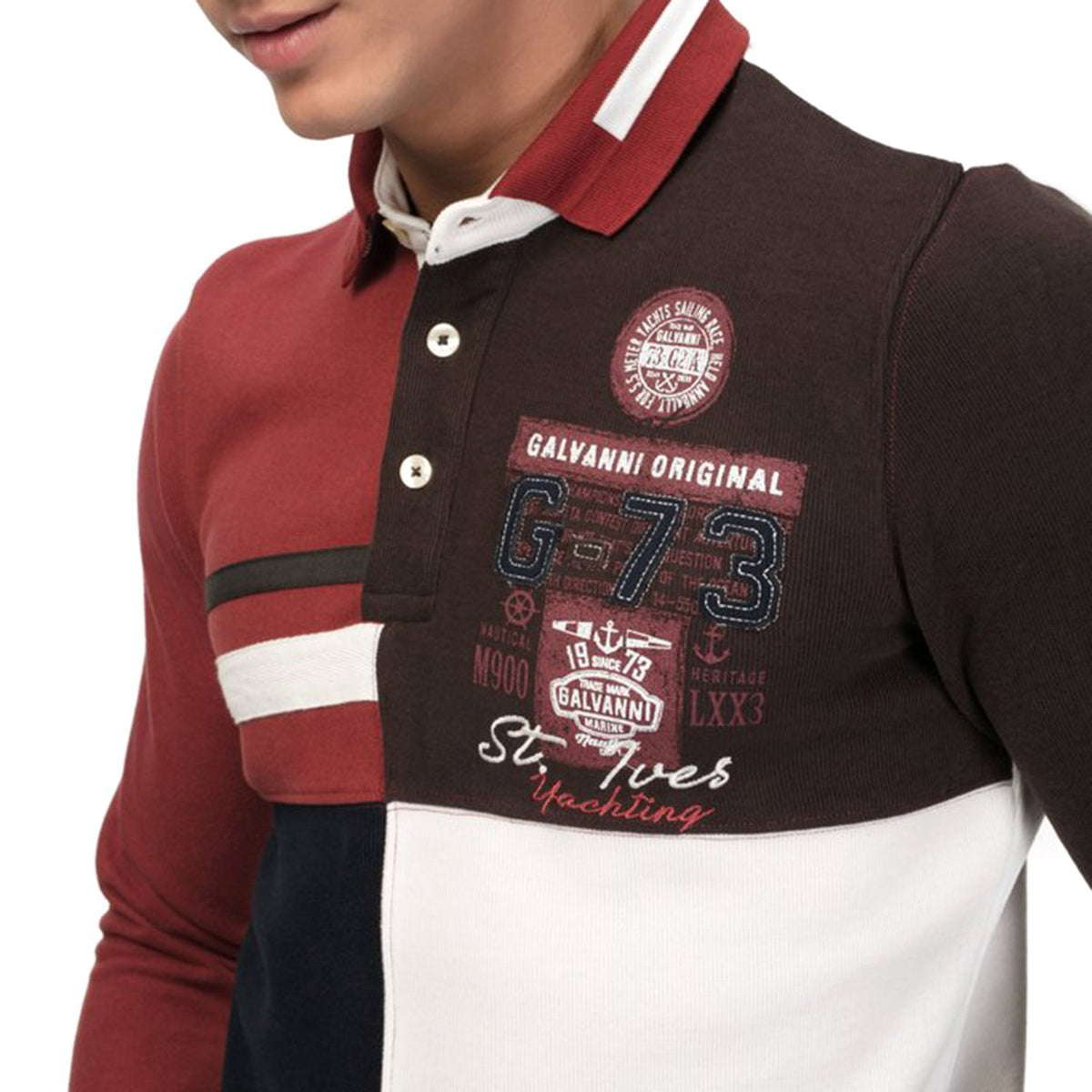 Galvanni Bhutan Polo Sweater - Rosewood Multi - Glvwm13160071