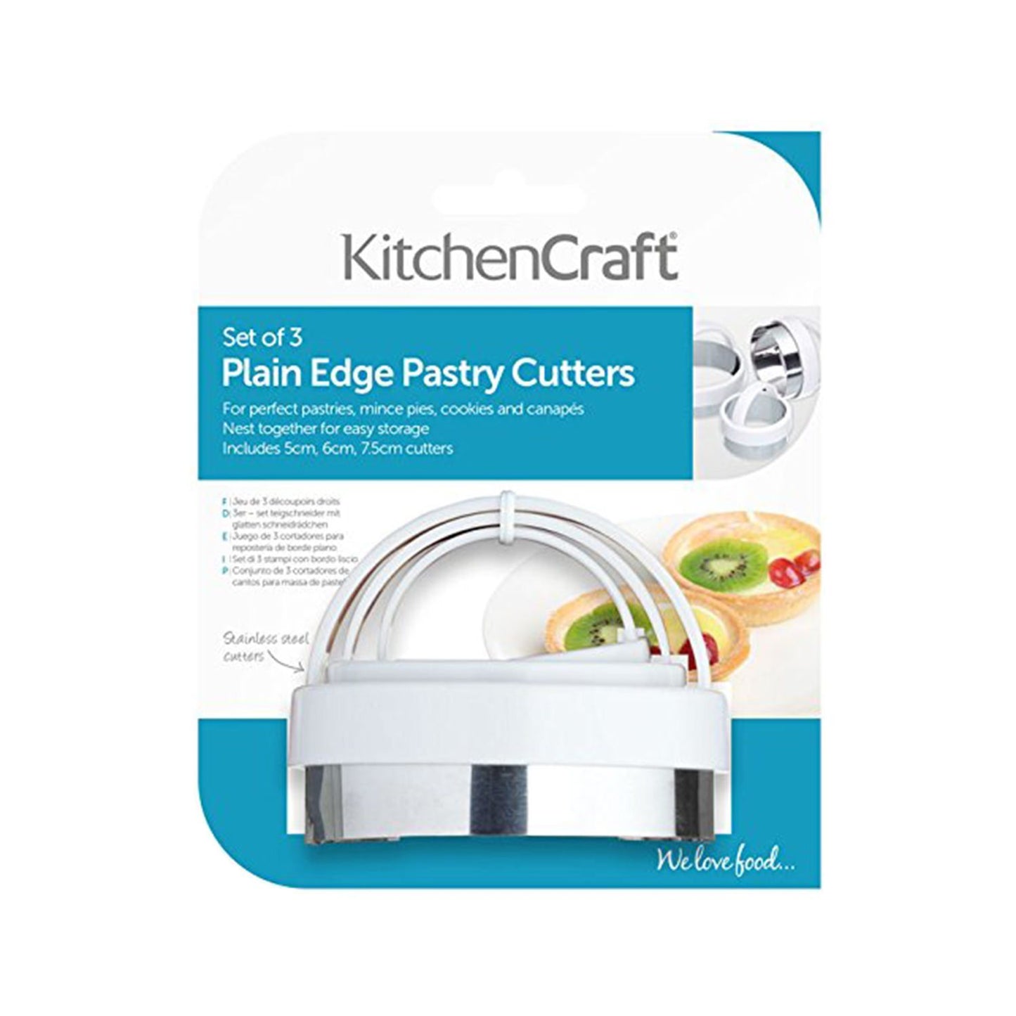 Kitchencraft Pastry Cutter Set - Sliver And White, 3 - Piece - Kcabplain