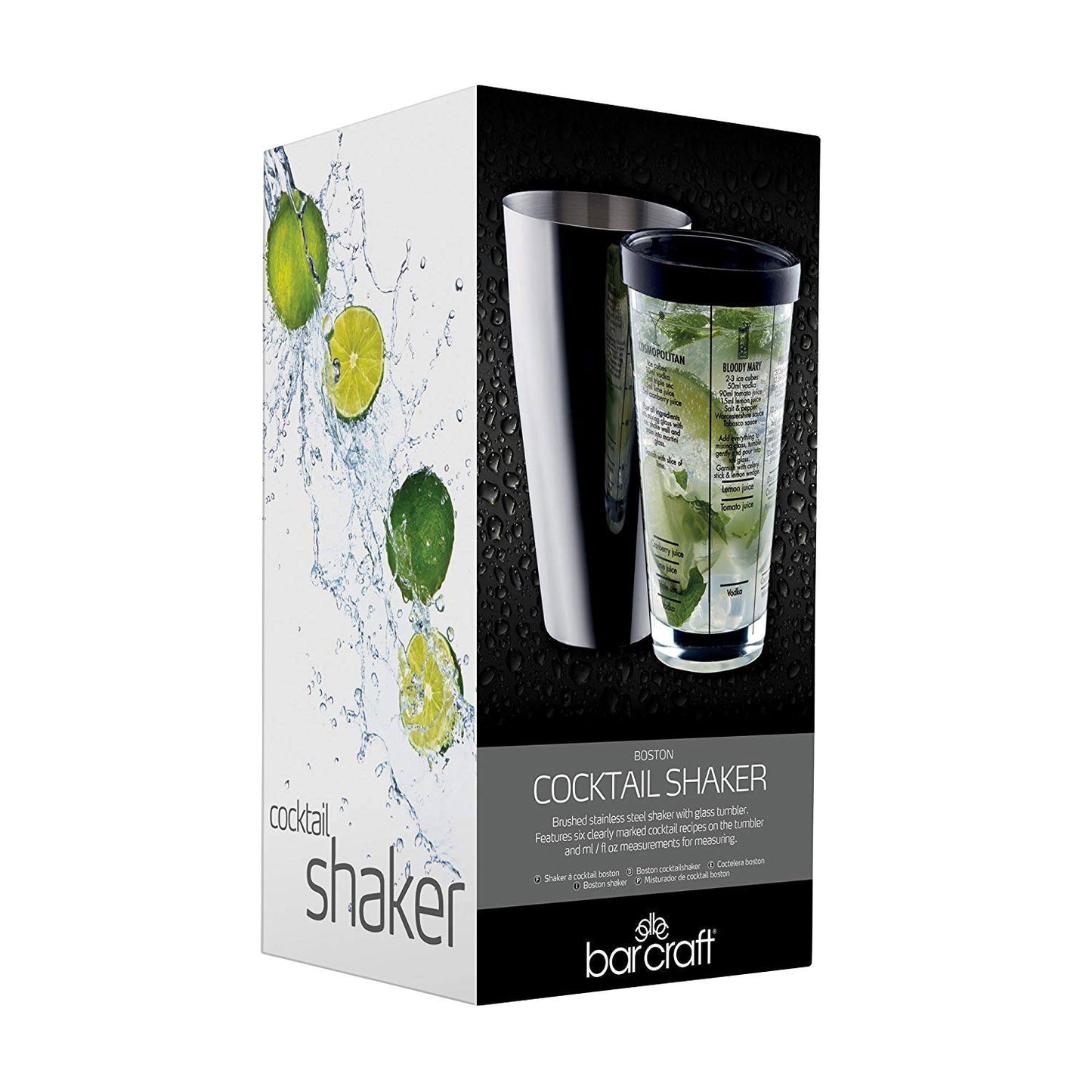Kitchencraft Barcraft Boston Cocktail Shaker - Silver - Bcllboston
