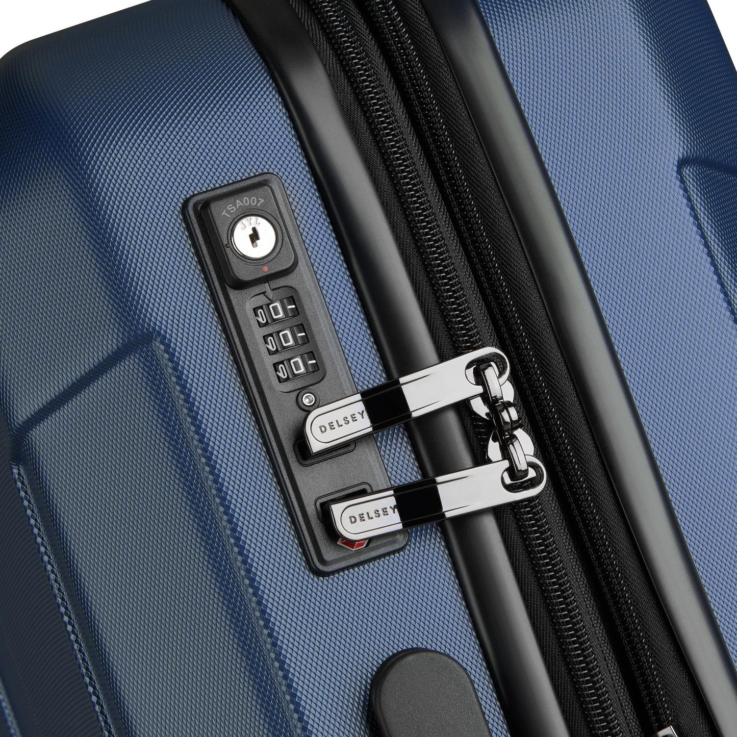 Delsey Paris Depart Hard 61cm Hardcase Expandable 4 Double Wheel Cabin Luggage Trolley Case Navy Blue - 00314580522 X9