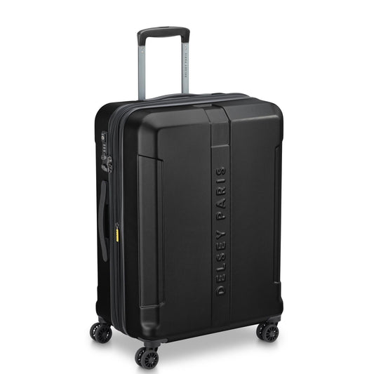 Delsey Paris Depart Hard 69cm Hardcase 4 Double Wheel Expandable Check-In Luggage Trolley Case Black - 00314582000 X9
