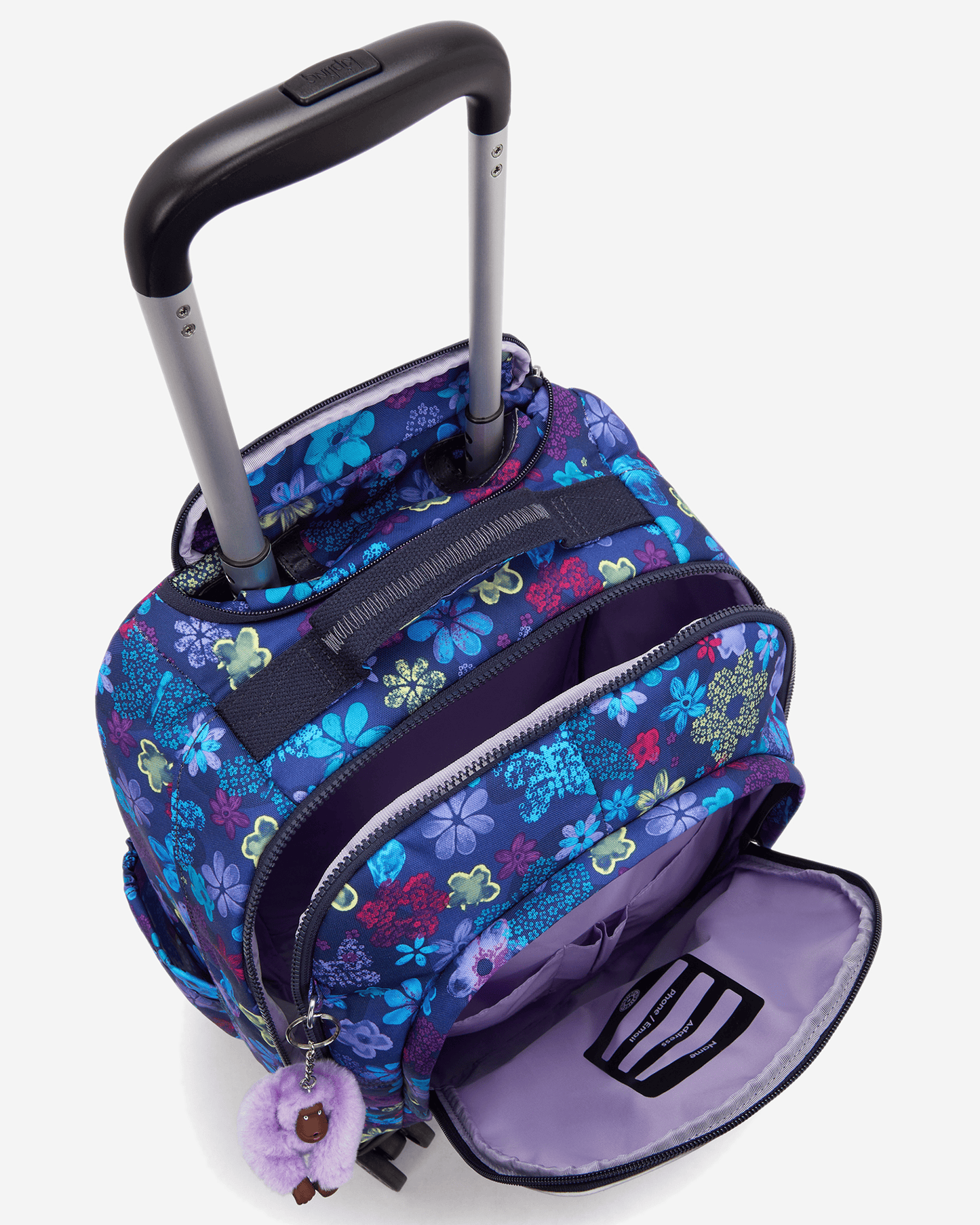 Kipling  New Zea Dark Flwr Stamp Large Wheeled Backpack with Laptop Compartment I4674-4FM