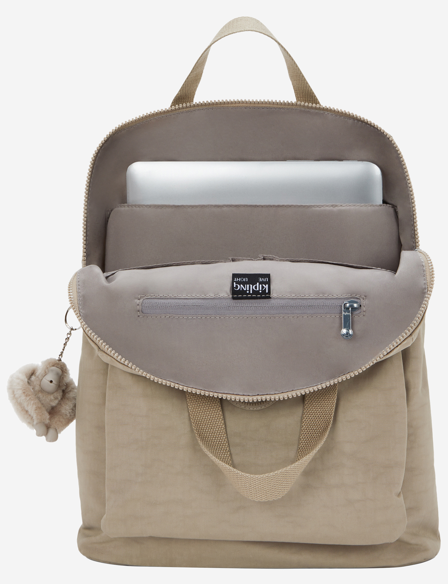 KIPLING Kazuki Soft Taupe Medium backpack (with laptop compartment) I3171-4PW