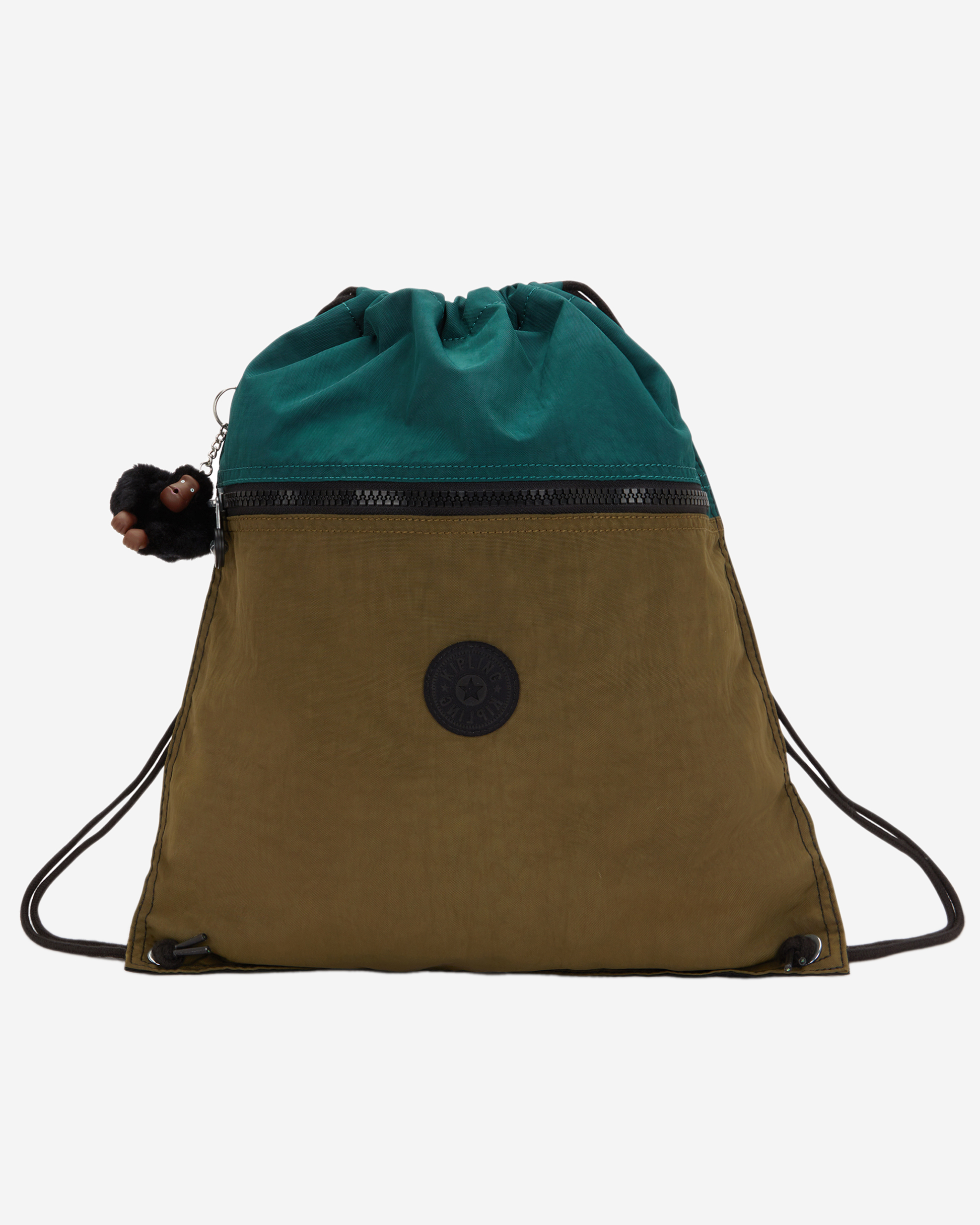 Kipling  Supertaboo Black Khaki Bl Medium Backpack with Drawstring 09487-5FY