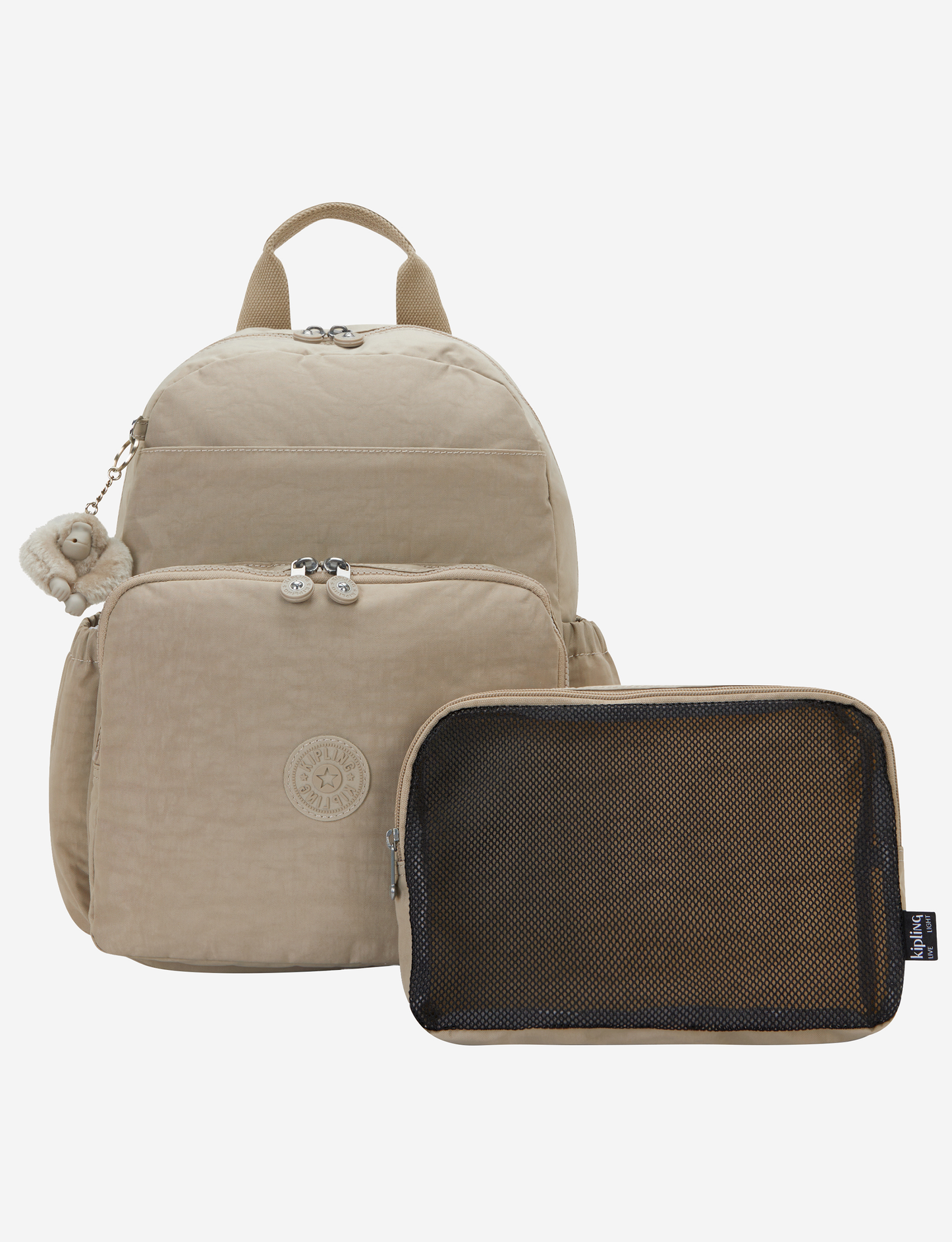 KIPLING Maisie Soft Taupe Medium baby backpack (with changing mat) I3339-4PW