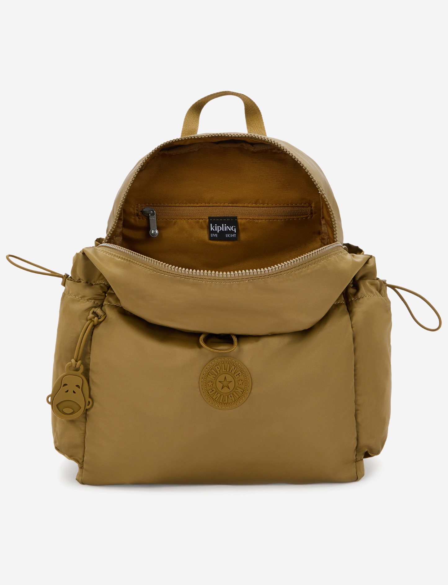 KIPLING Amita Goldish Brown Medium Backpack with Drawstring Pocket I8172-2TE