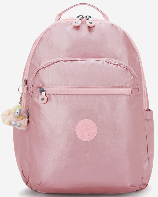 Kipling  Seoul College Extra Bronze Pink Met Large Backpack with Laptop Compartment I3514-3MD