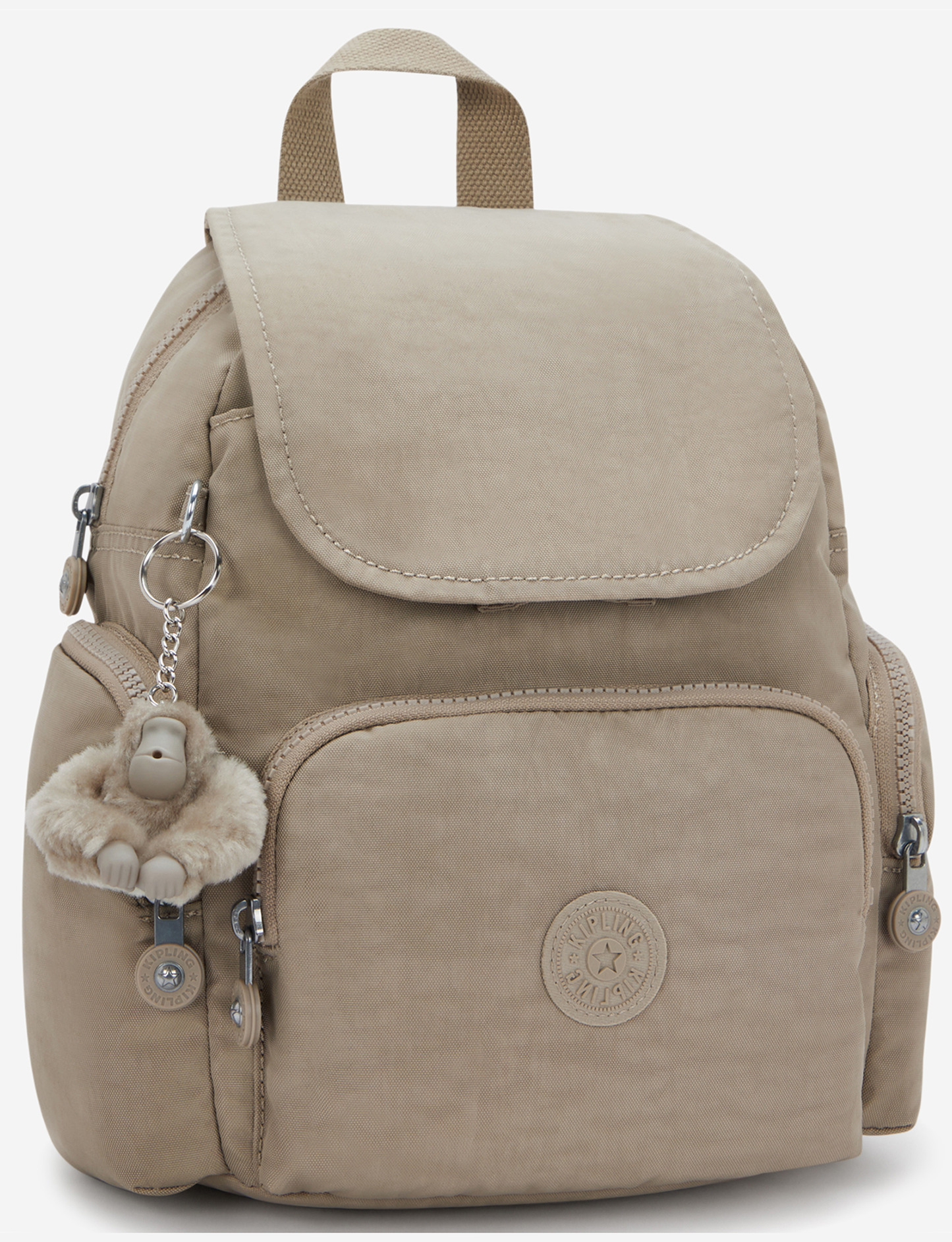 KIPLING City Zip Mini Soft Taupe Mini Backpack with Adjustable Straps I6046-4PW